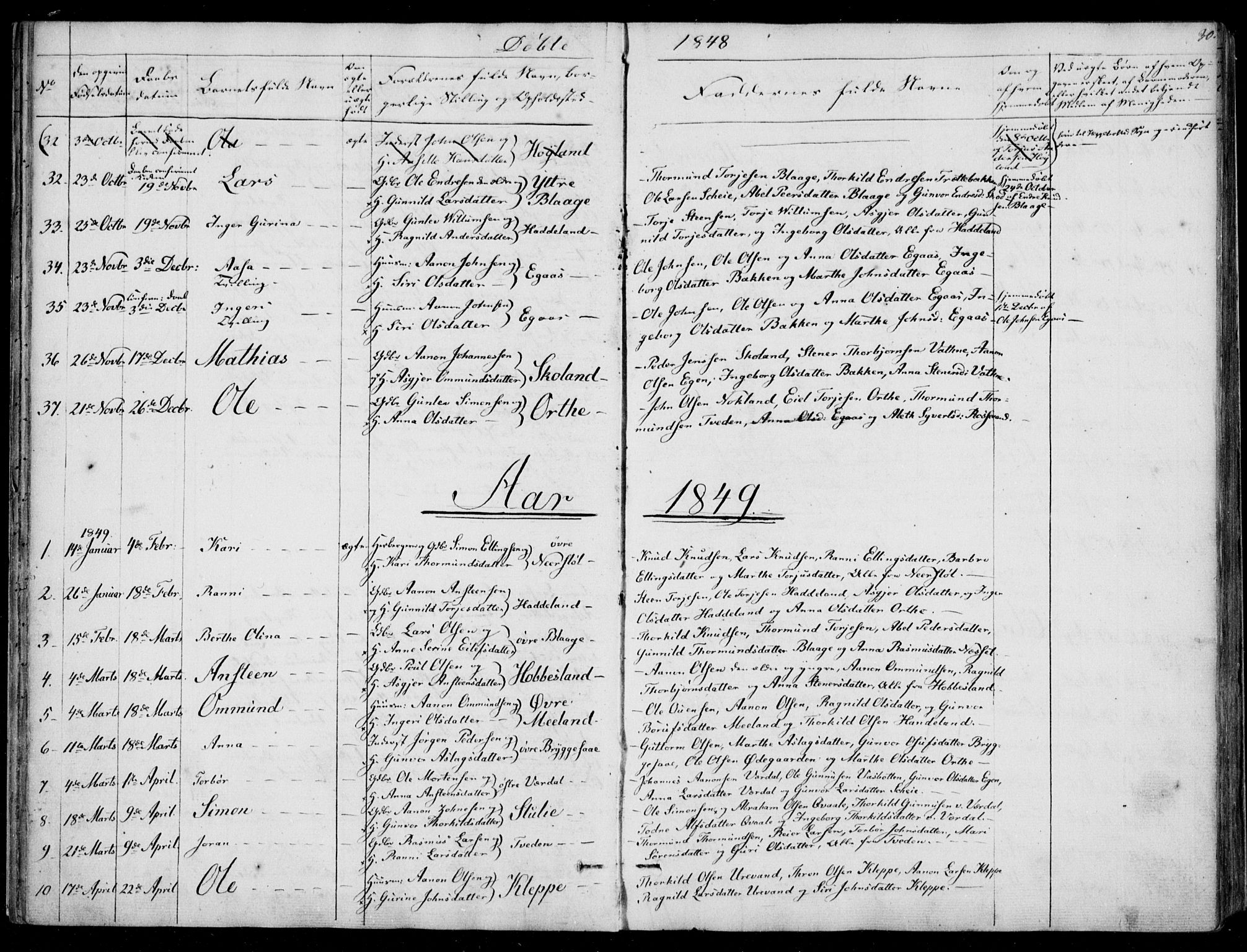 Hægebostad sokneprestkontor, SAK/1111-0024/F/Fa/Fab/L0002: Parish register (official) no. A 2, 1836-1872, p. 30