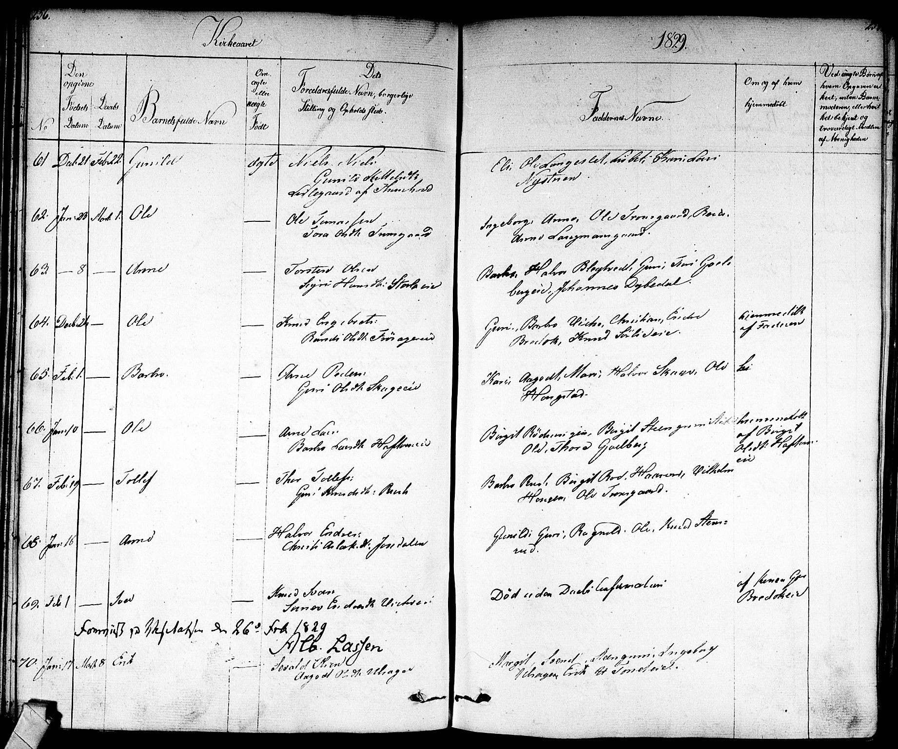Nes kirkebøker, SAKO/A-236/F/Fa/L0008: Parish register (official) no. 8, 1824-1834, p. 256-257