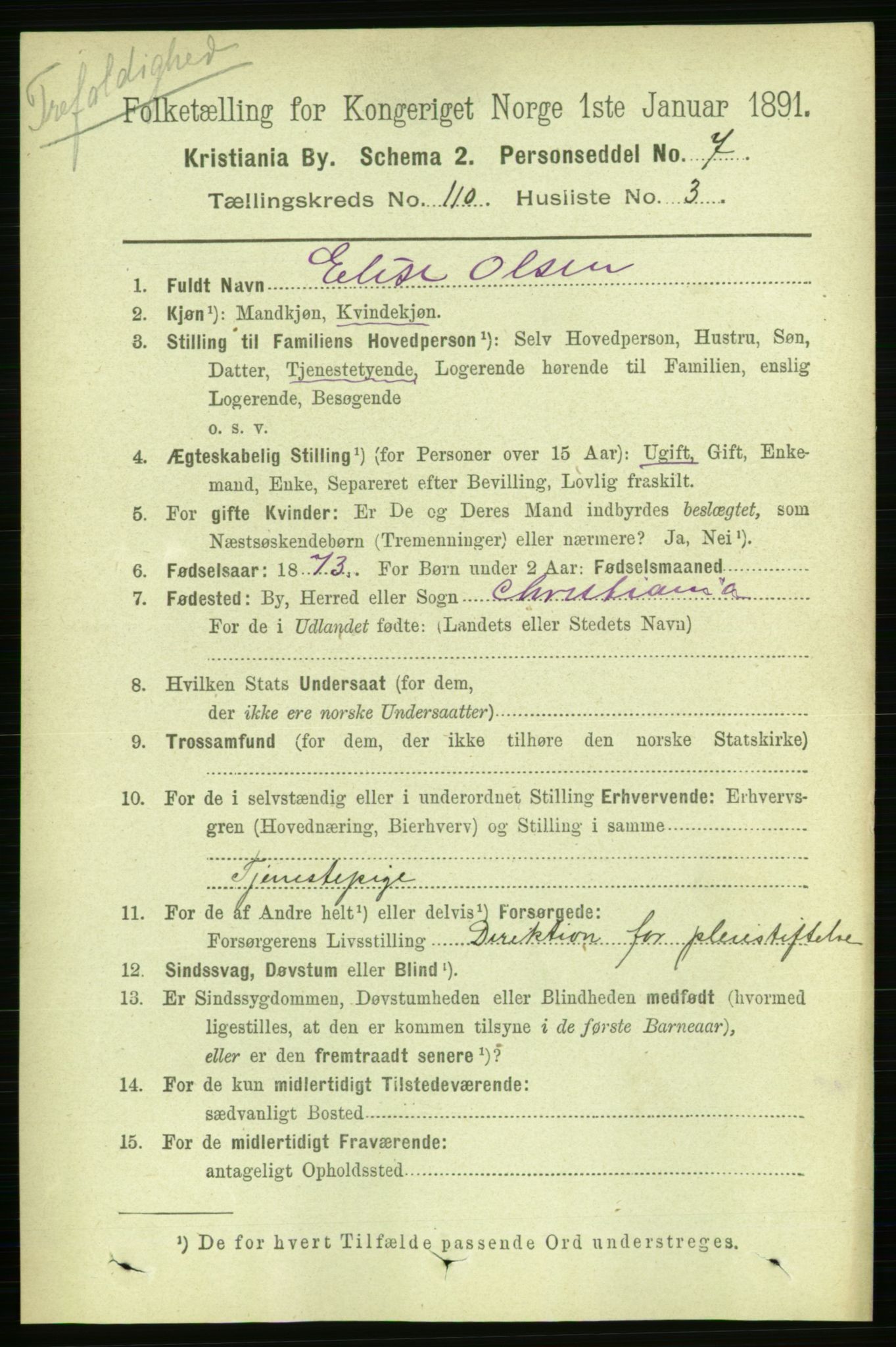 RA, 1891 census for 0301 Kristiania, 1891, p. 57185