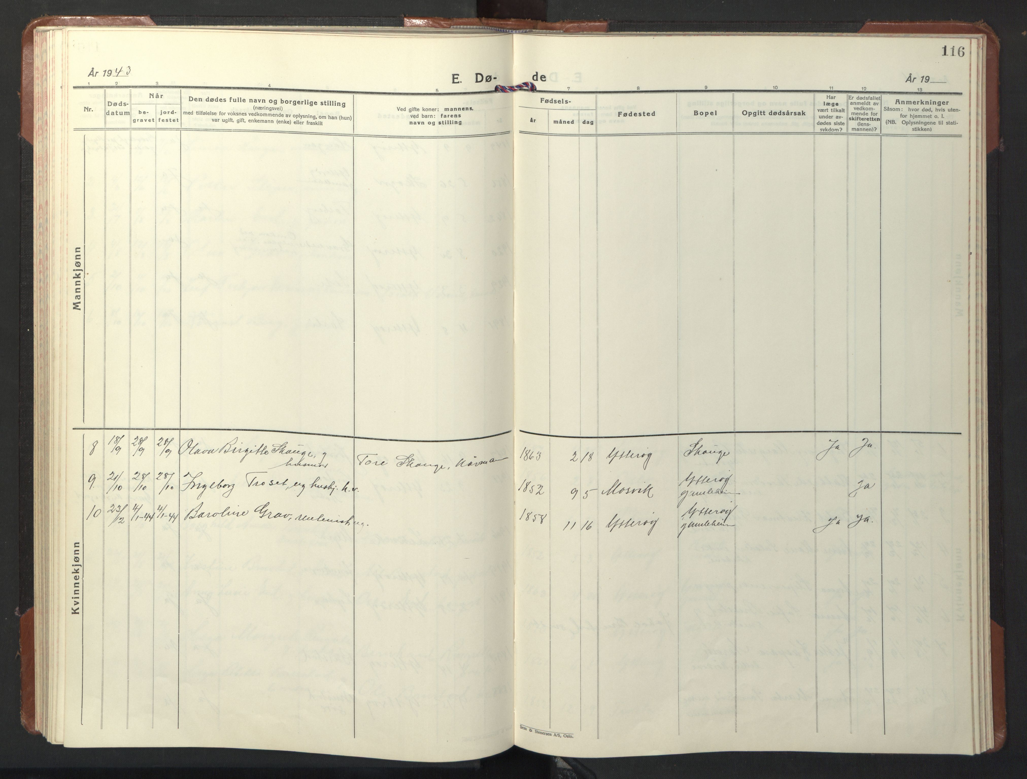 Ministerialprotokoller, klokkerbøker og fødselsregistre - Nord-Trøndelag, AV/SAT-A-1458/722/L0227: Parish register (copy) no. 722C03, 1928-1958, p. 116