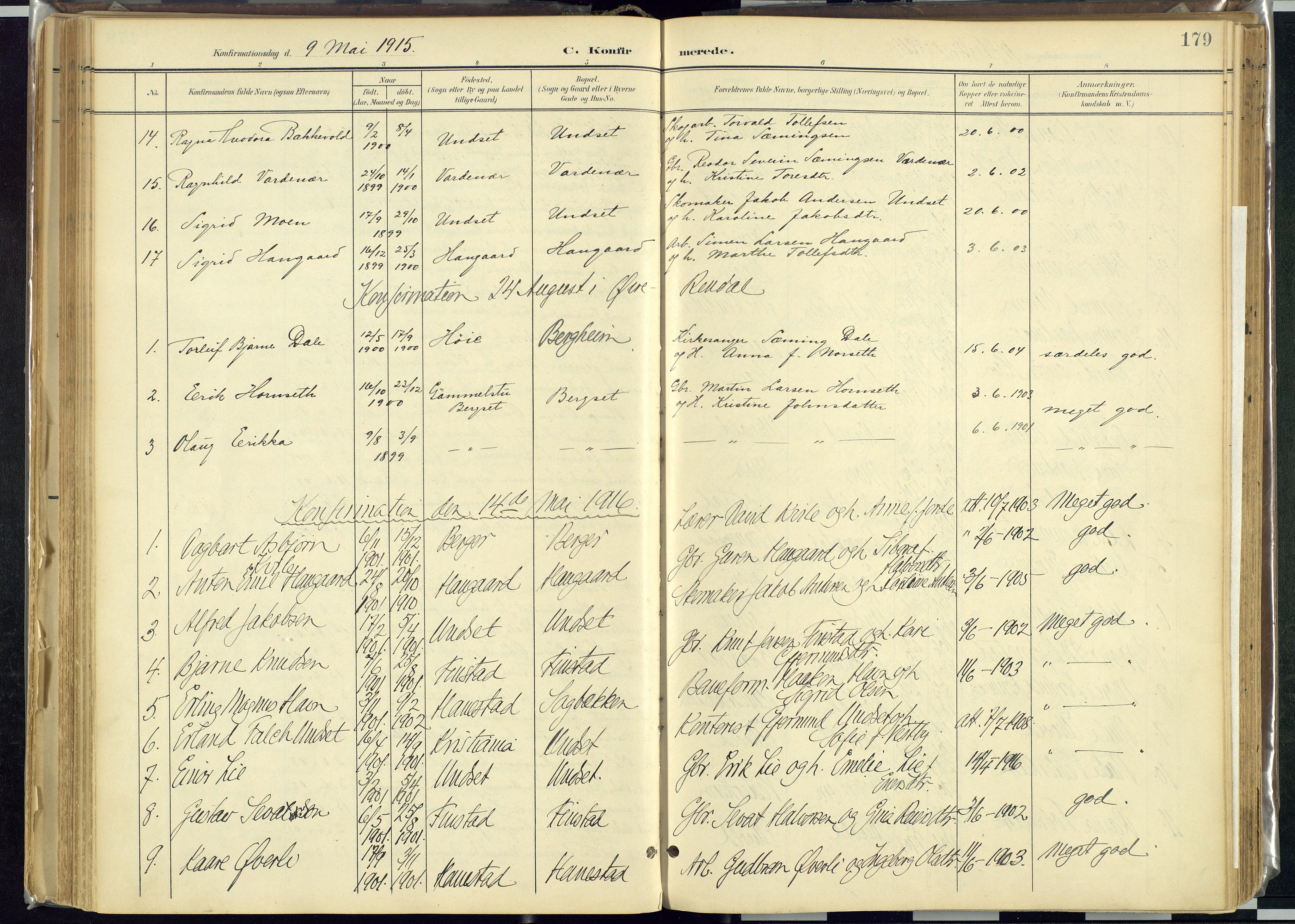 Rendalen prestekontor, SAH/PREST-054/H/Ha/Haa/L0012: Parish register (official) no. 12, 1901-1928, p. 179