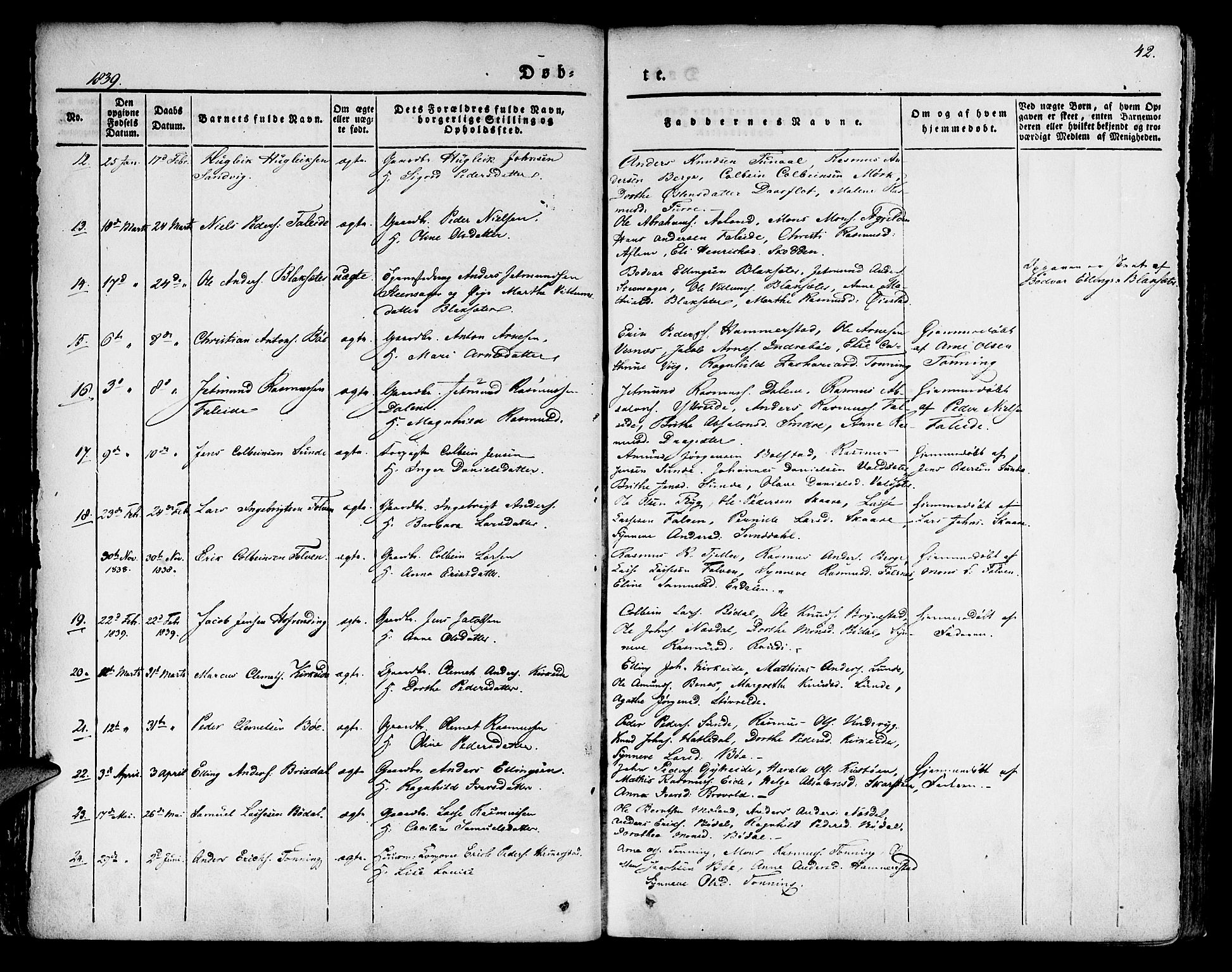 Innvik sokneprestembete, AV/SAB-A-80501: Parish register (official) no. A 4I, 1831-1846, p. 42