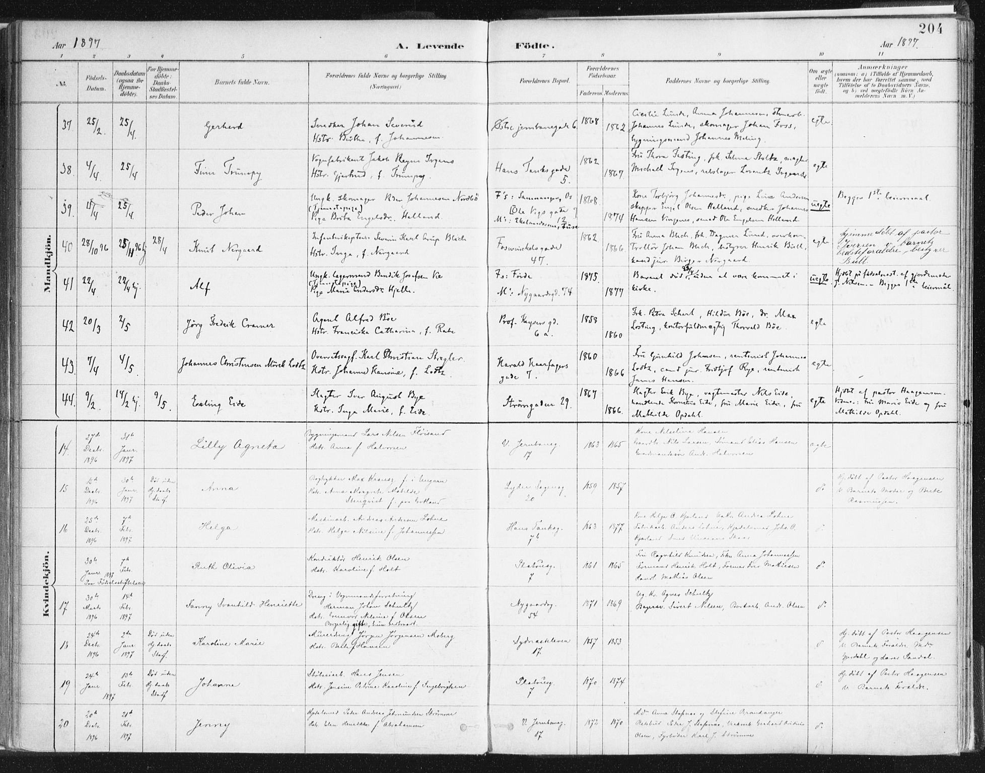 Johanneskirken sokneprestembete, AV/SAB-A-76001/H/Haa/L0001: Parish register (official) no. A 1, 1885-1900, p. 204