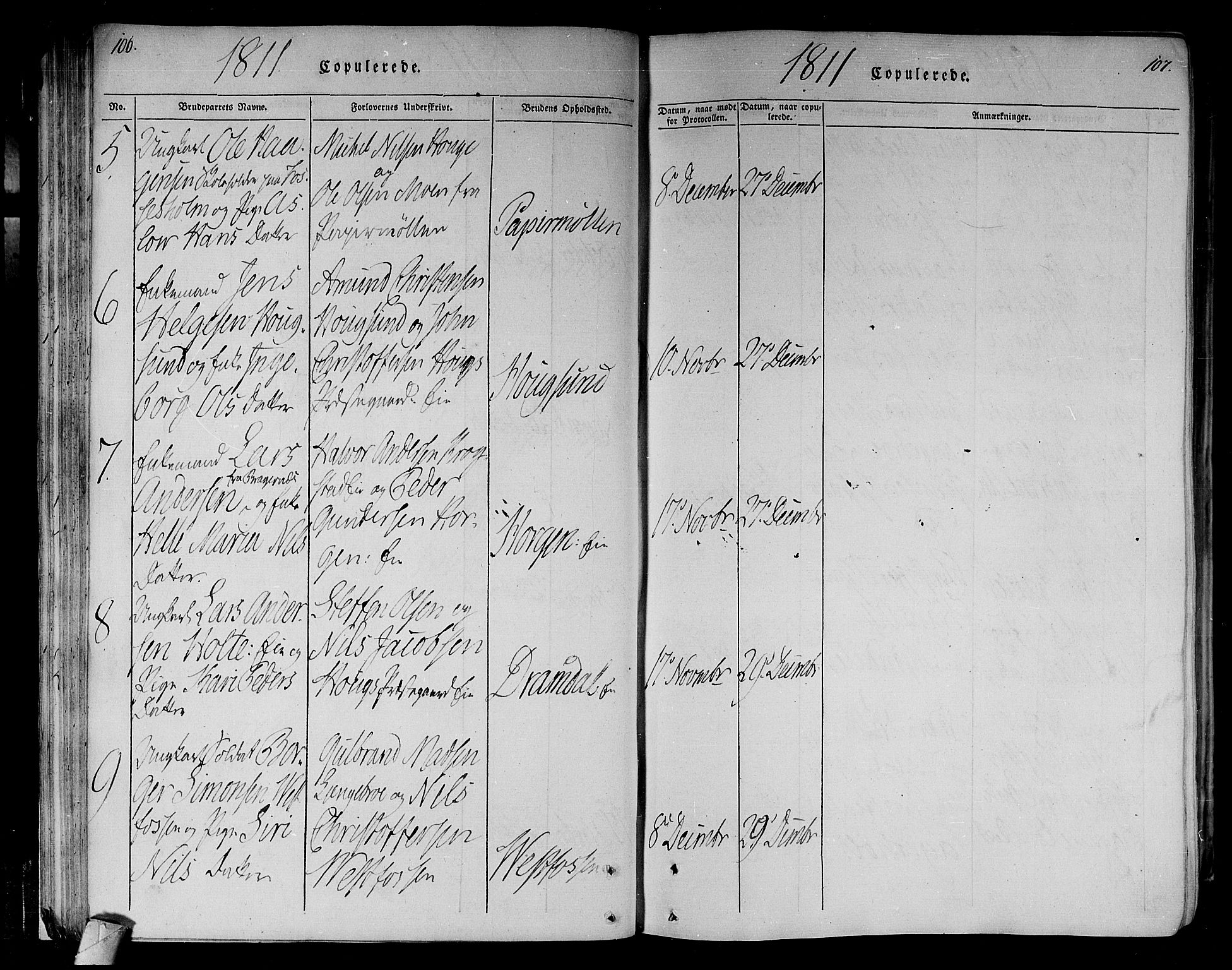 Eiker kirkebøker, AV/SAKO-A-4/F/Fa/L0010: Parish register (official) no. I 10, 1806-1815, p. 106-107