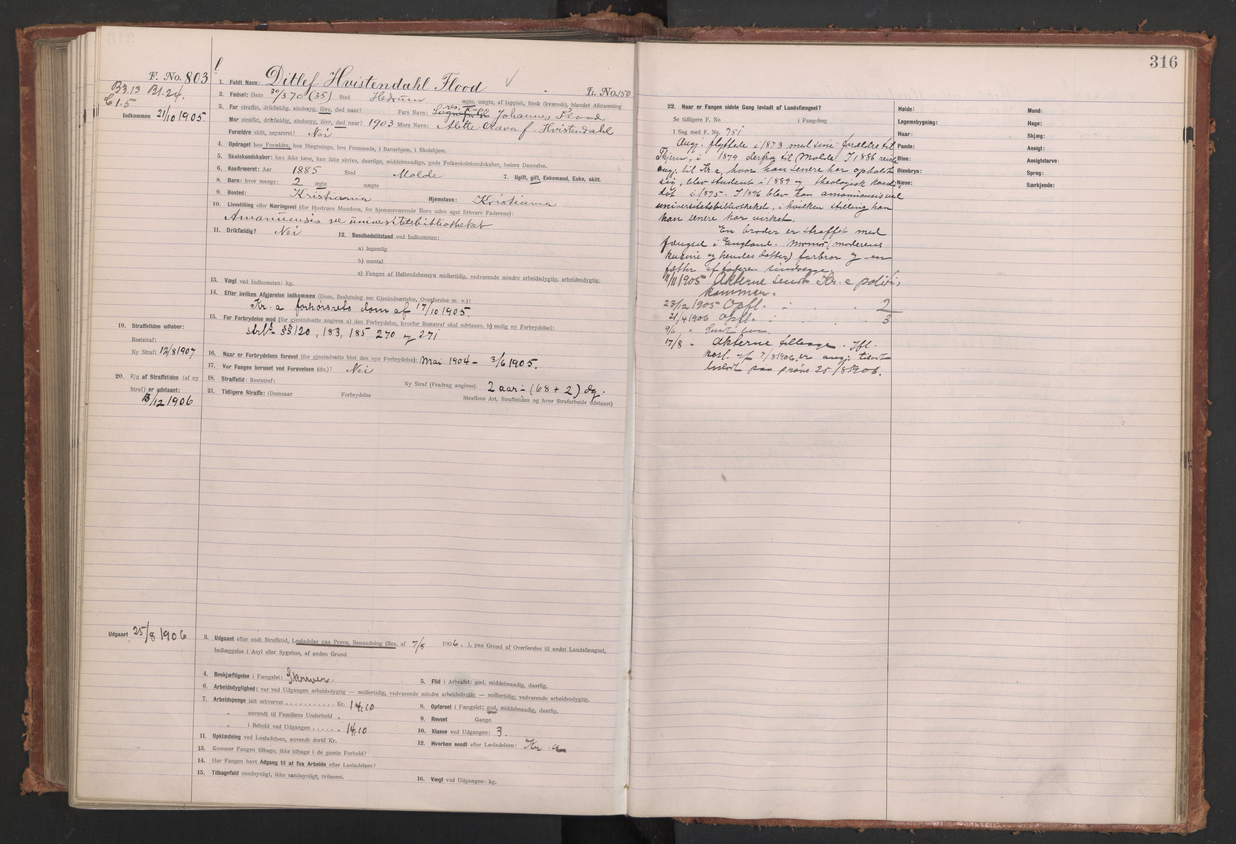 Botsfengslet, AV/RA-S-1539/D/Db/Dbb/L0039: 488l - 820l, 1904-1905, p. 316