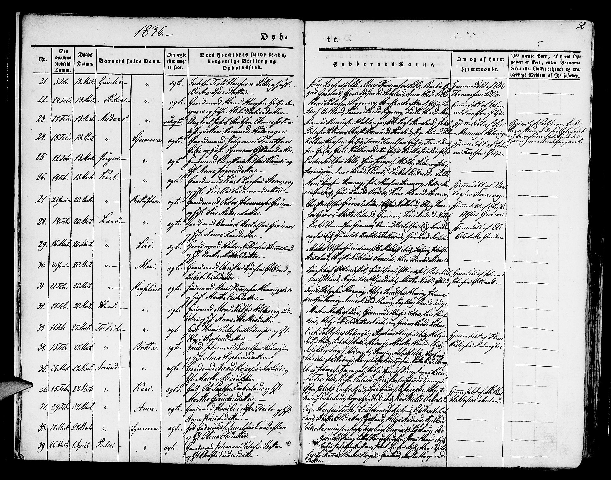 Finnås sokneprestembete, SAB/A-99925/H/Ha/Haa/Haaa/L0006: Parish register (official) no. A 6, 1836-1850, p. 2