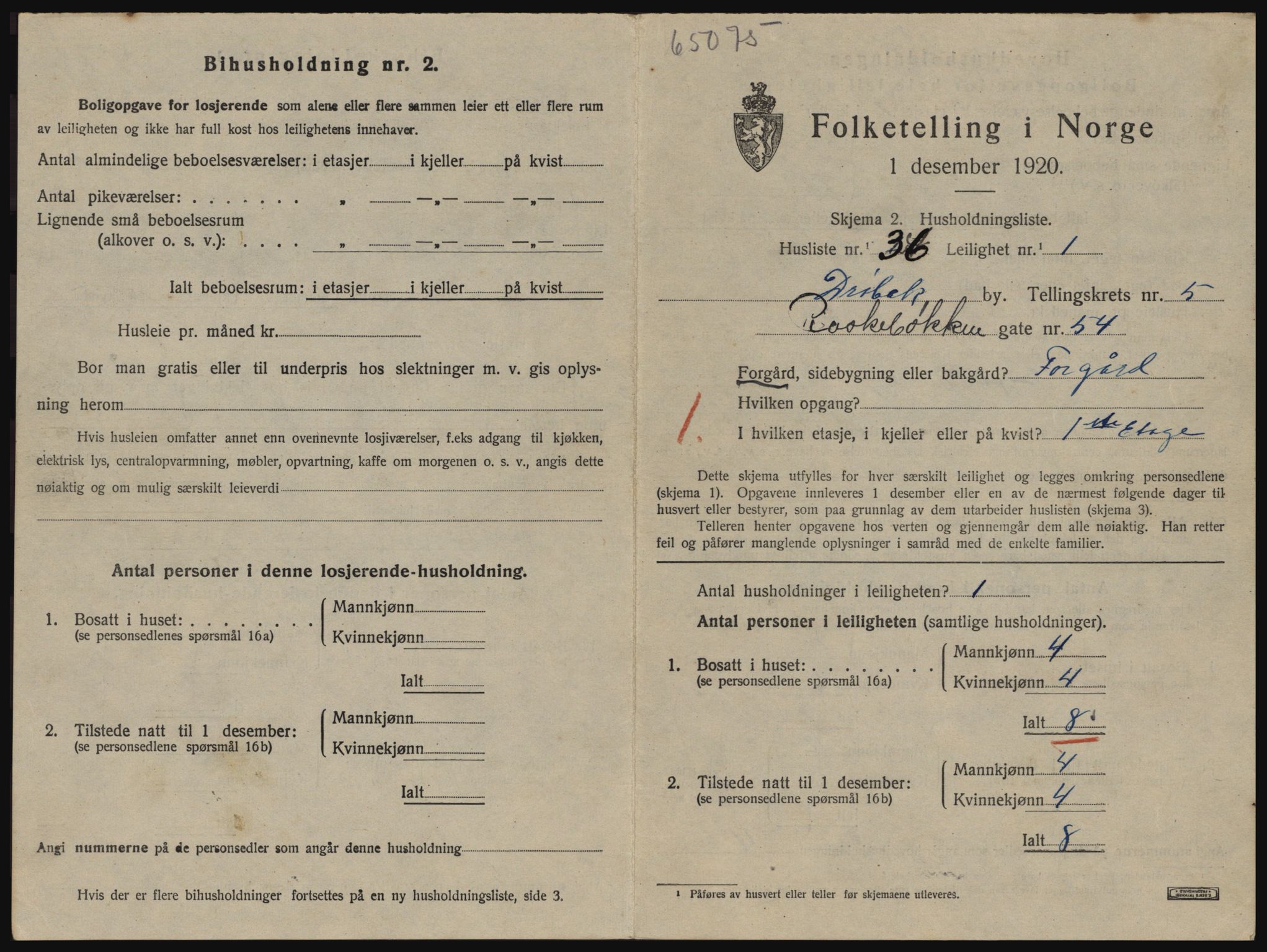 SAO, 1920 census for Drøbak, 1920, p. 1521