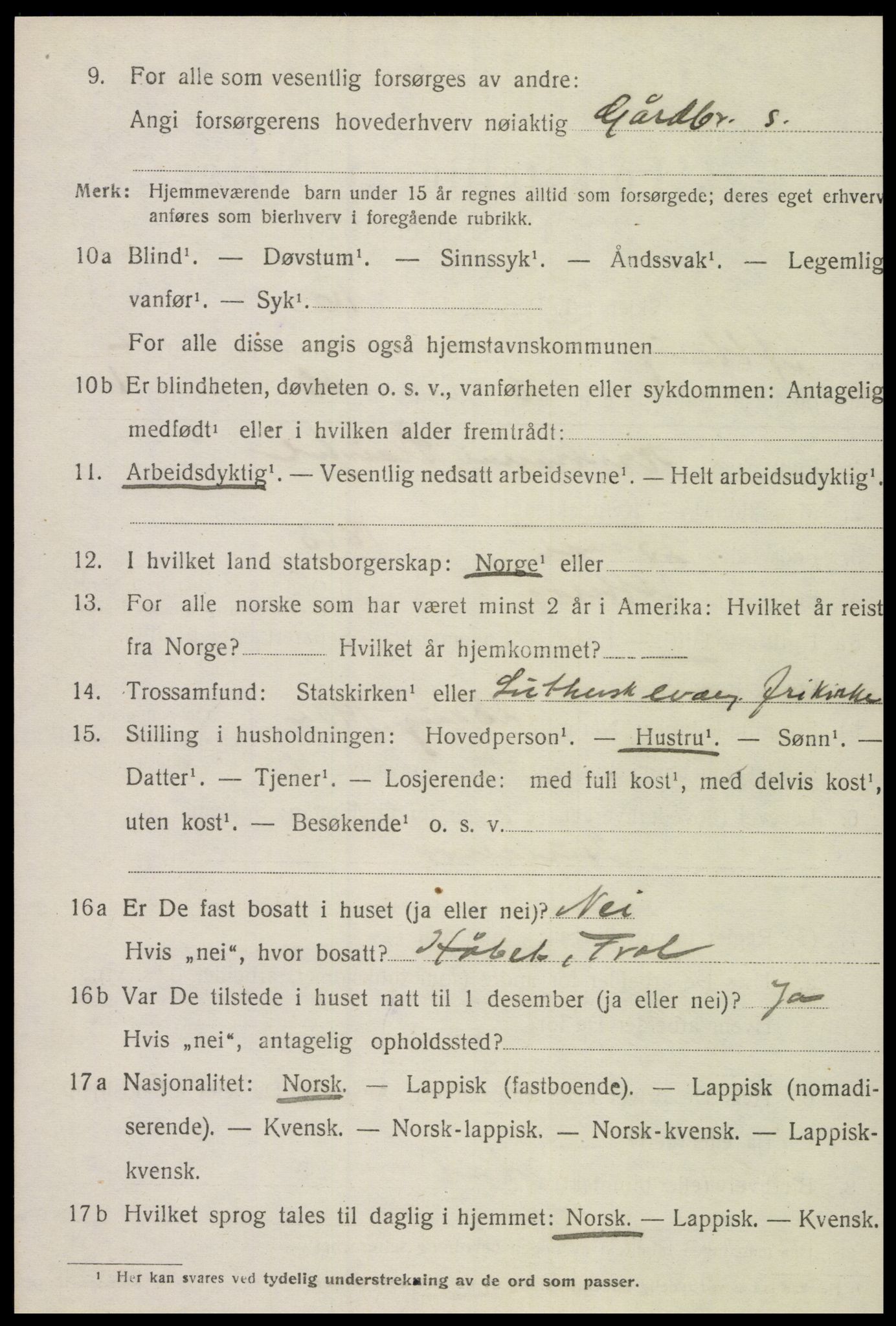 SAT, 1920 census for Ytterøy, 1920, p. 1304