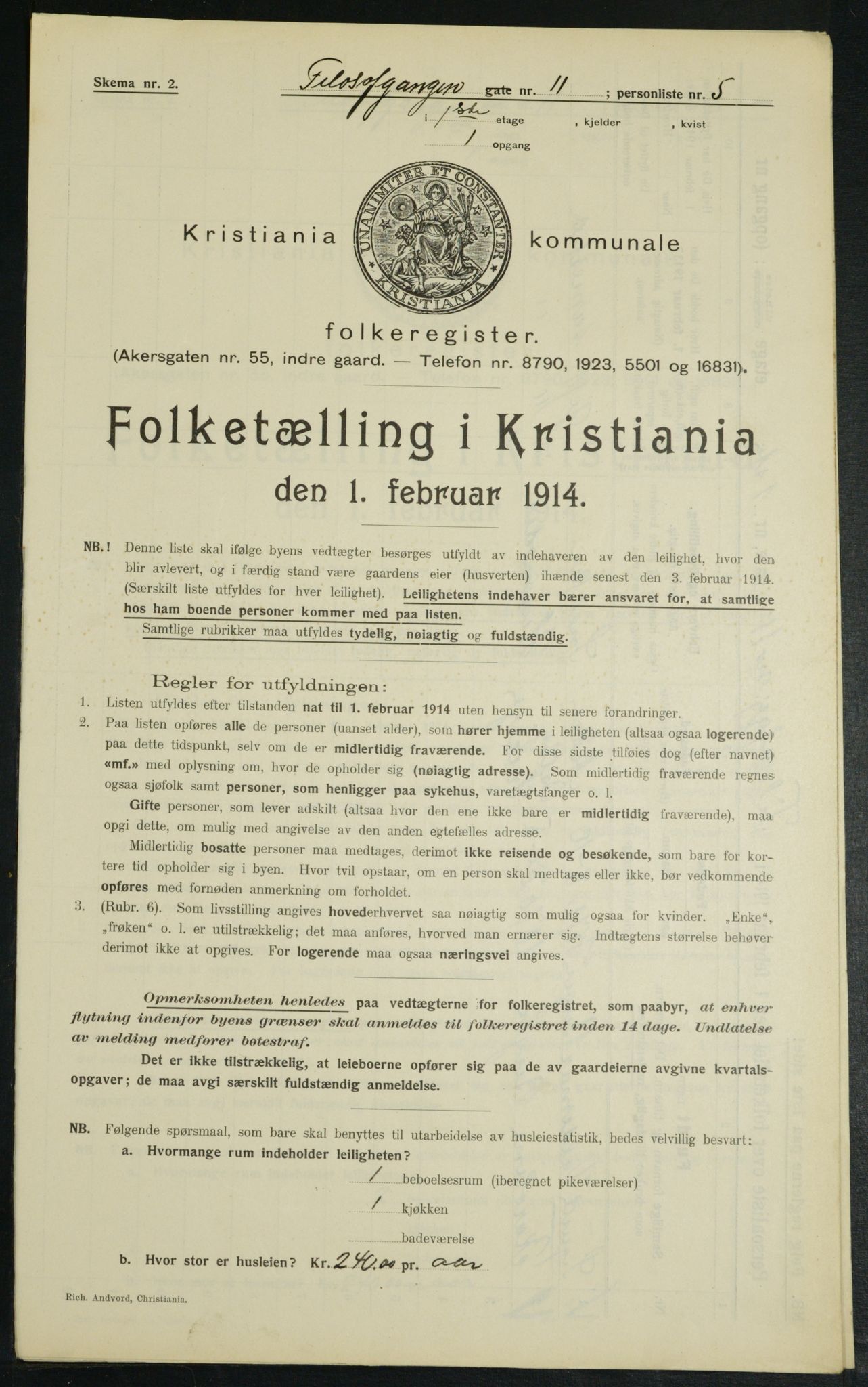 OBA, Municipal Census 1914 for Kristiania, 1914, p. 24429