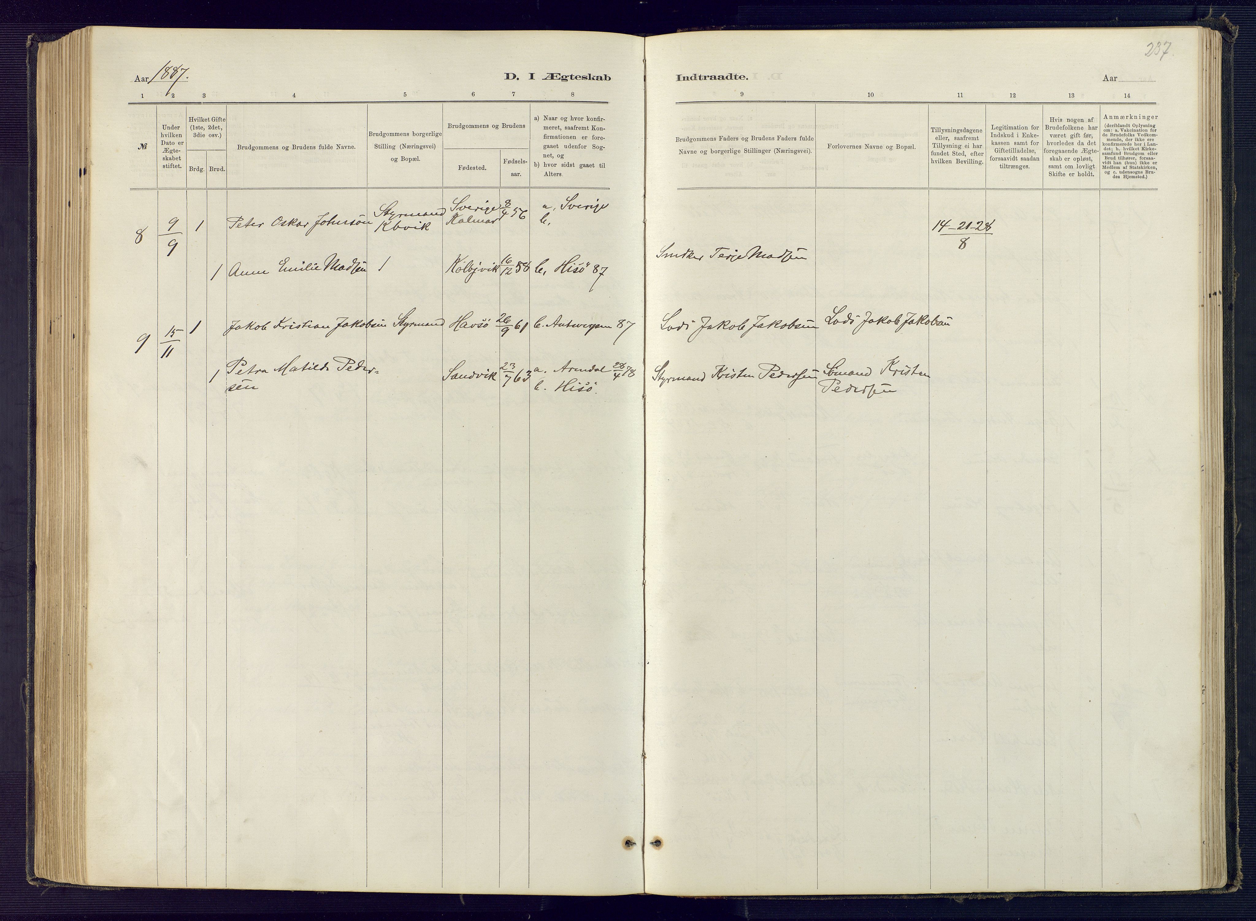 Hisøy sokneprestkontor, SAK/1111-0020/F/Fb/L0003: Parish register (copy) no. B 3, 1885-1905, p. 237