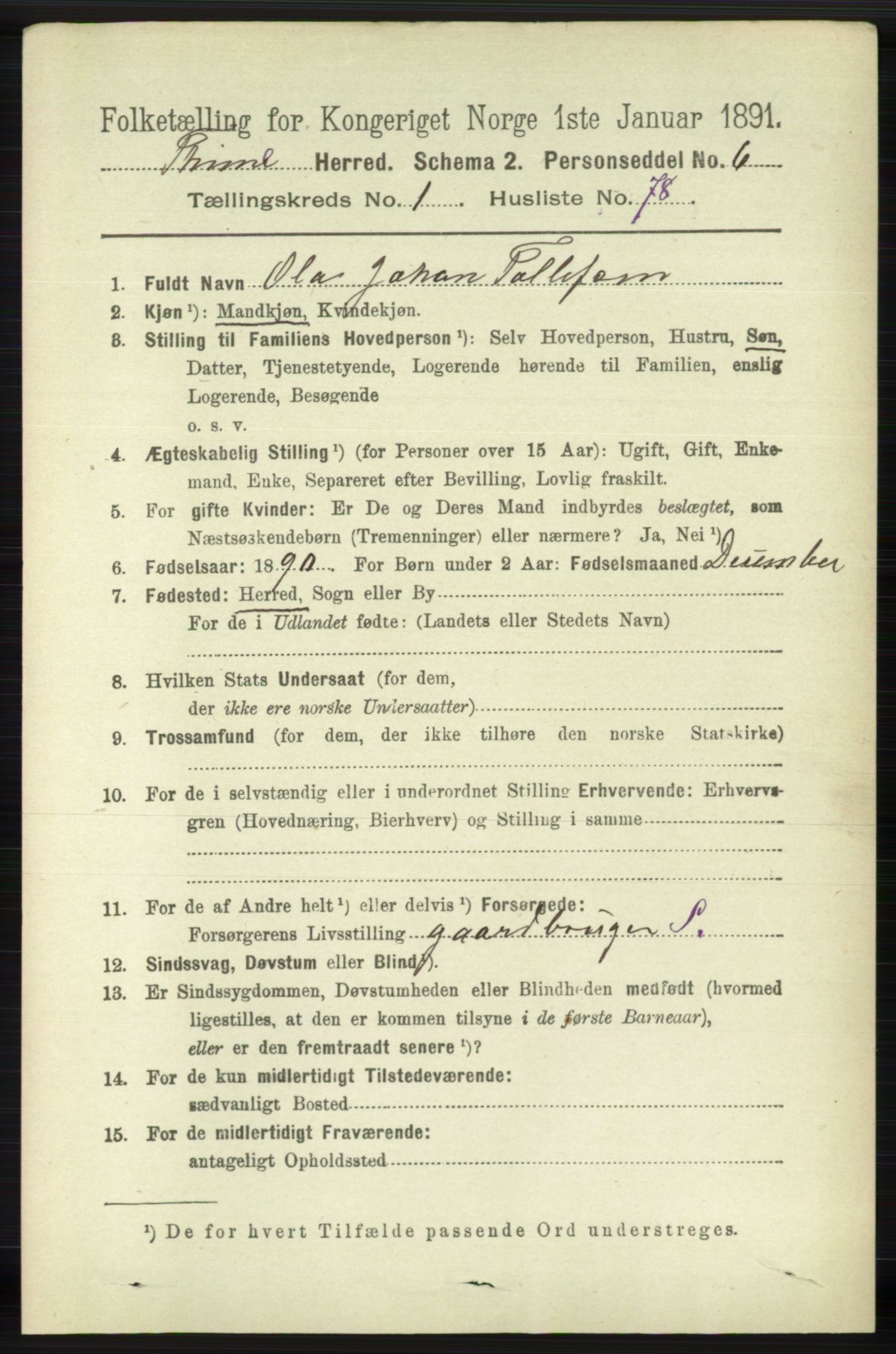 RA, 1891 census for 1121 Time, 1891, p. 615