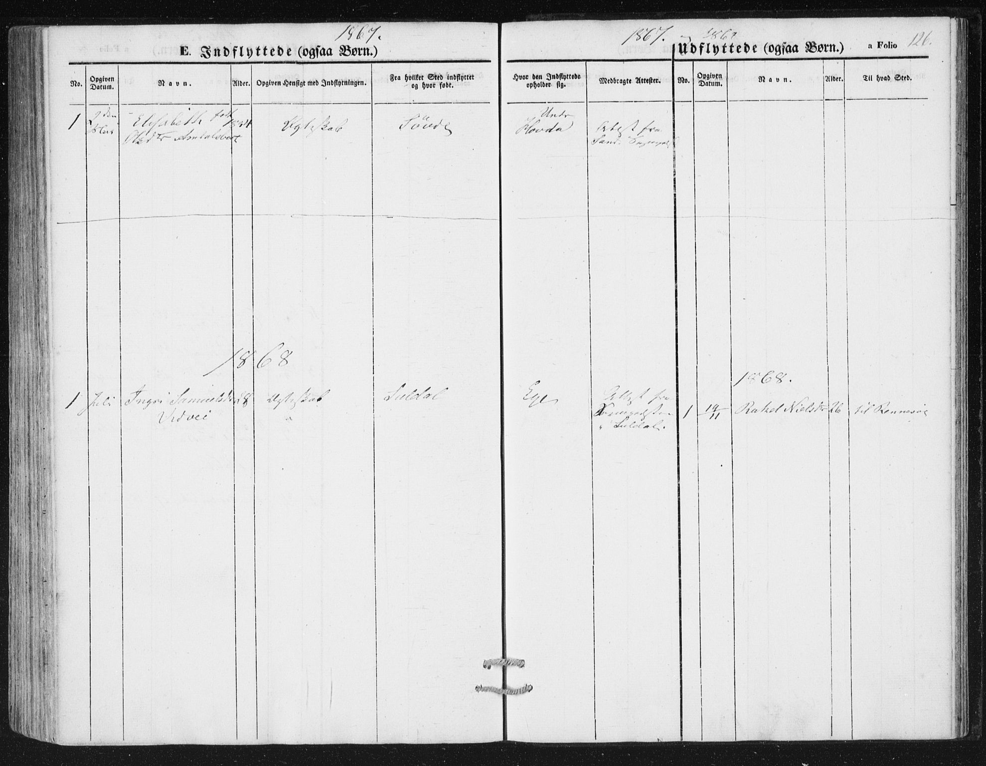 Hjelmeland sokneprestkontor, SAST/A-101843/01/IV/L0010: Parish register (official) no. A 10, 1851-1871, p. 126