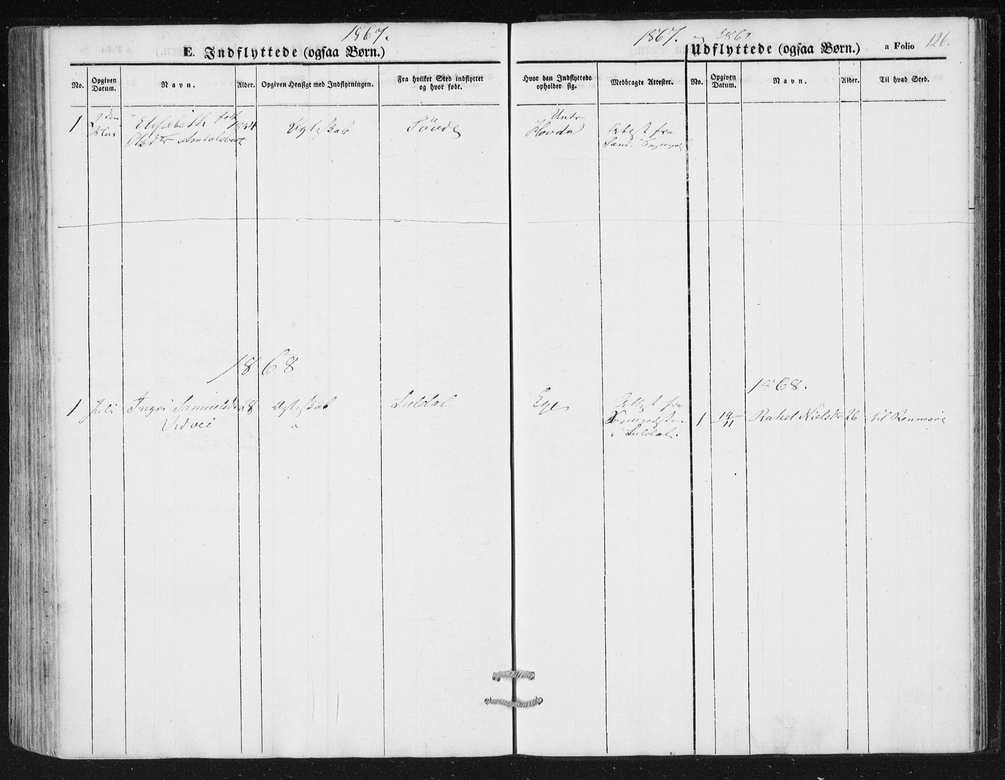 Hjelmeland sokneprestkontor, AV/SAST-A-101843/01/IV/L0010: Parish register (official) no. A 10, 1851-1871, p. 126