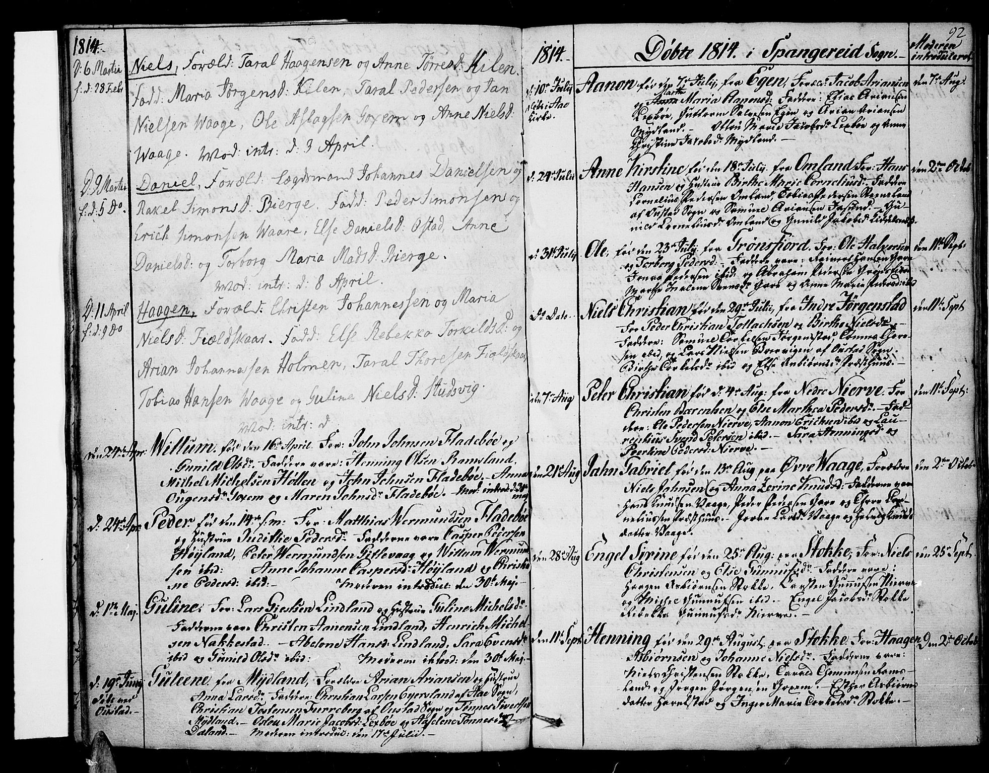 Sør-Audnedal sokneprestkontor, AV/SAK-1111-0039/F/Fa/Fab/L0004: Parish register (official) no. A 4 /2, 1805-1815, p. 92
