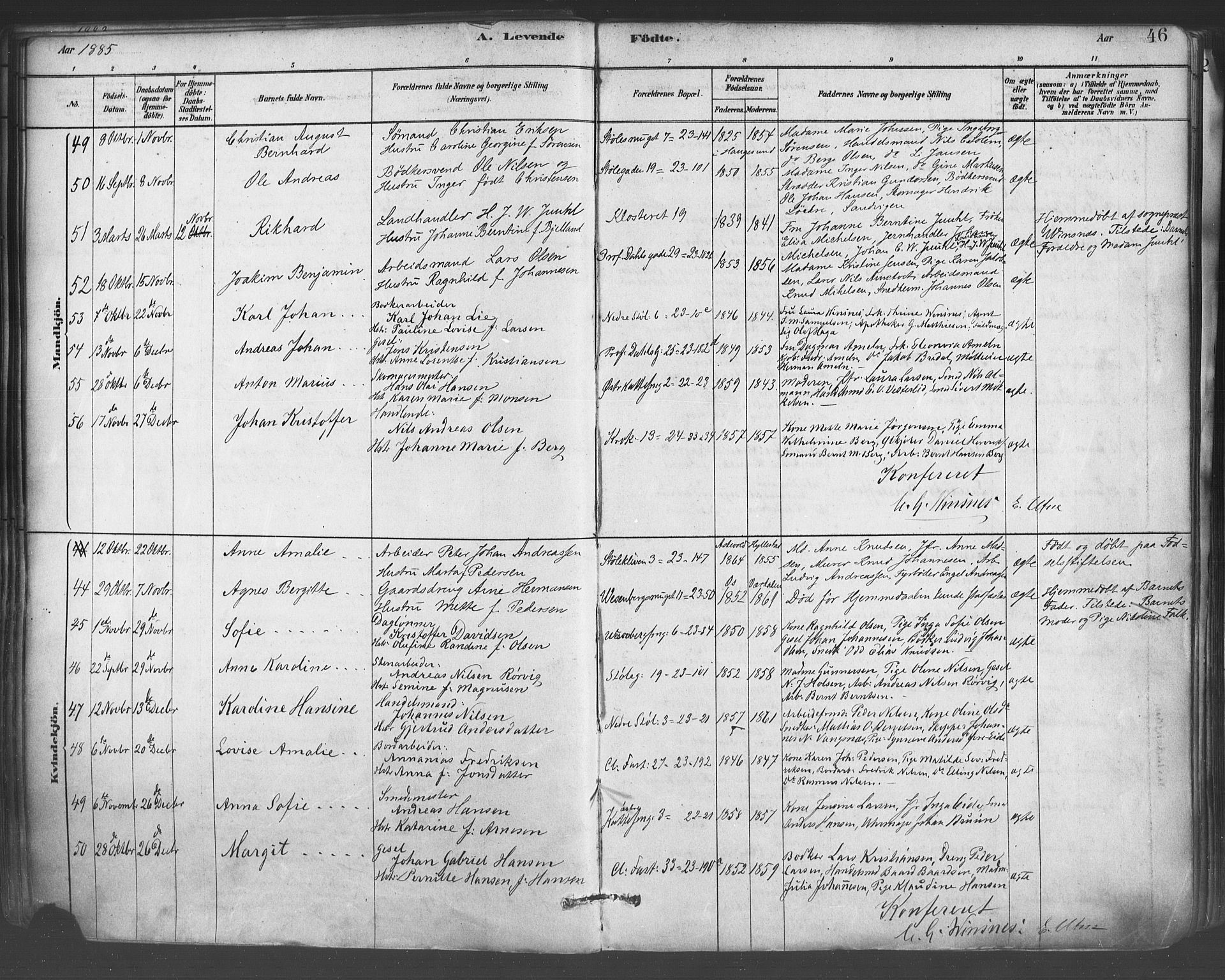 Mariakirken Sokneprestembete, AV/SAB-A-76901/H/Haa/L0007: Parish register (official) no. A 7, 1878-1893, p. 46