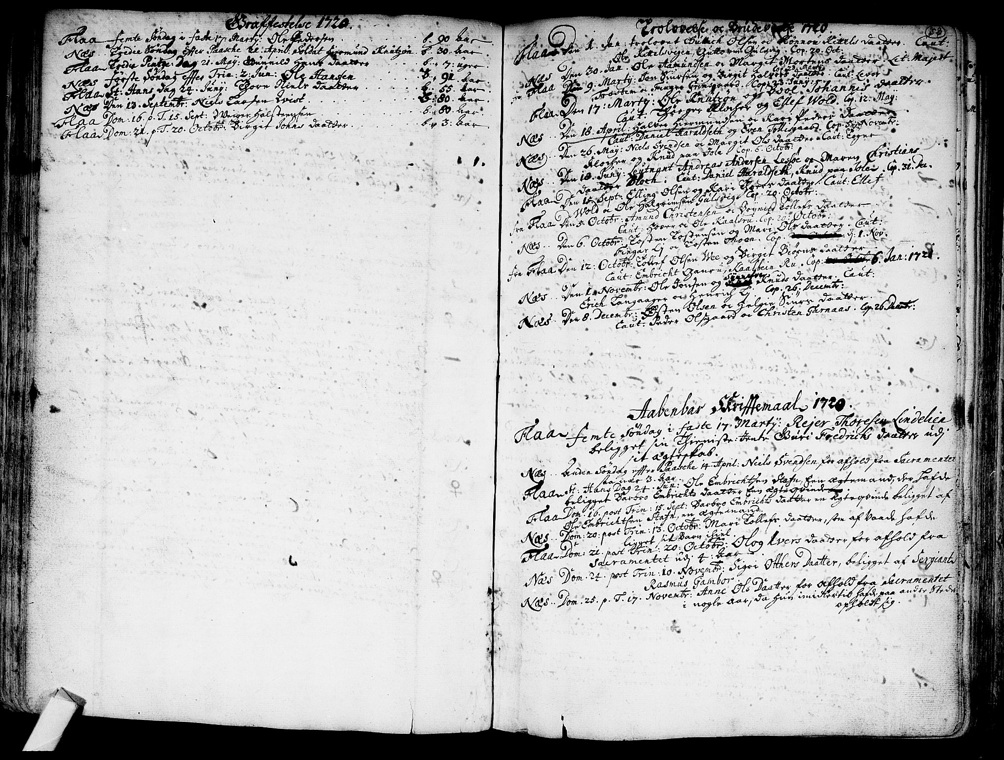 Nes kirkebøker, SAKO/A-236/F/Fa/L0002: Parish register (official) no. 2, 1707-1759, p. 58