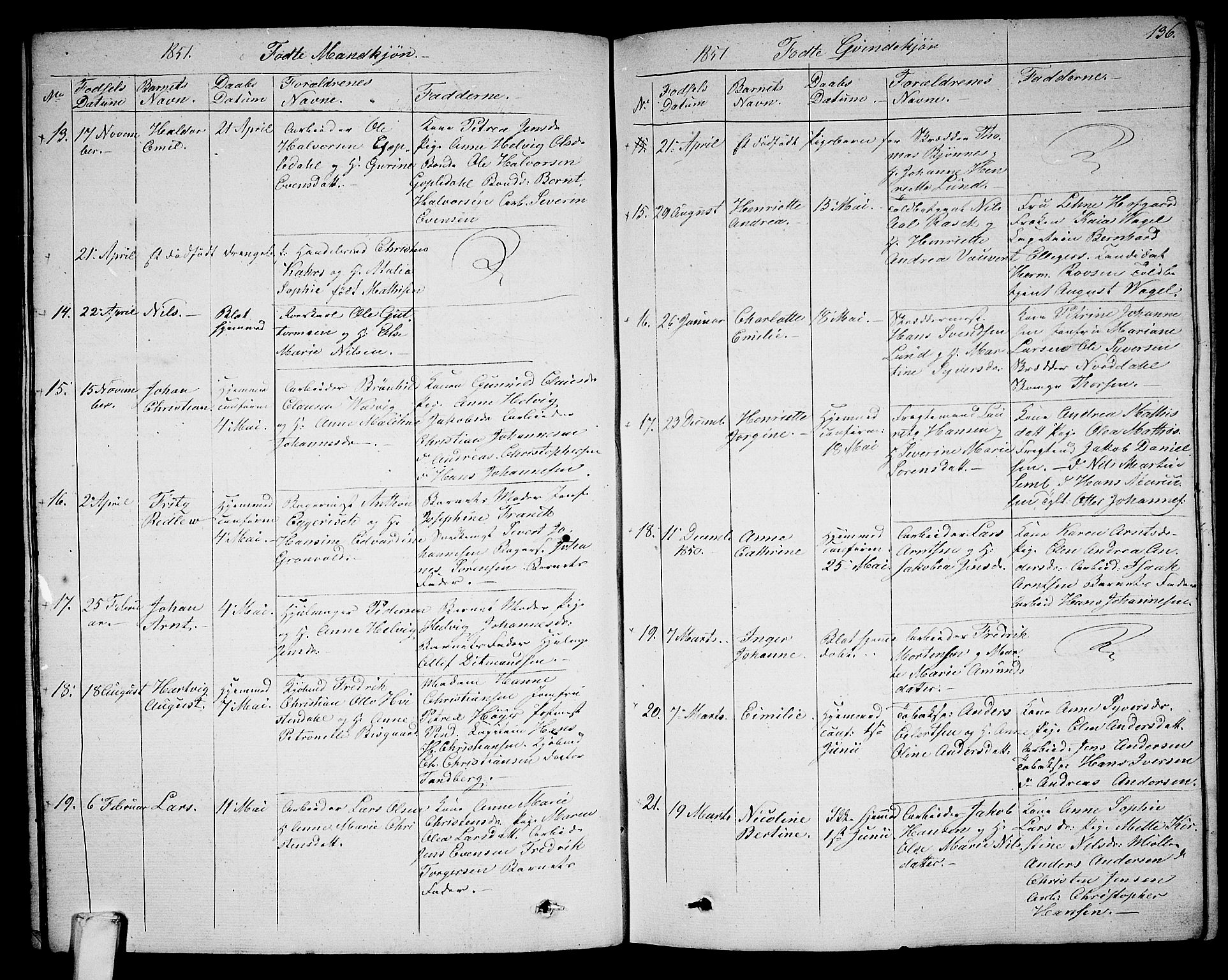 Larvik kirkebøker, SAKO/A-352/G/Ga/L0003a: Parish register (copy) no. I 3A, 1830-1870, p. 136