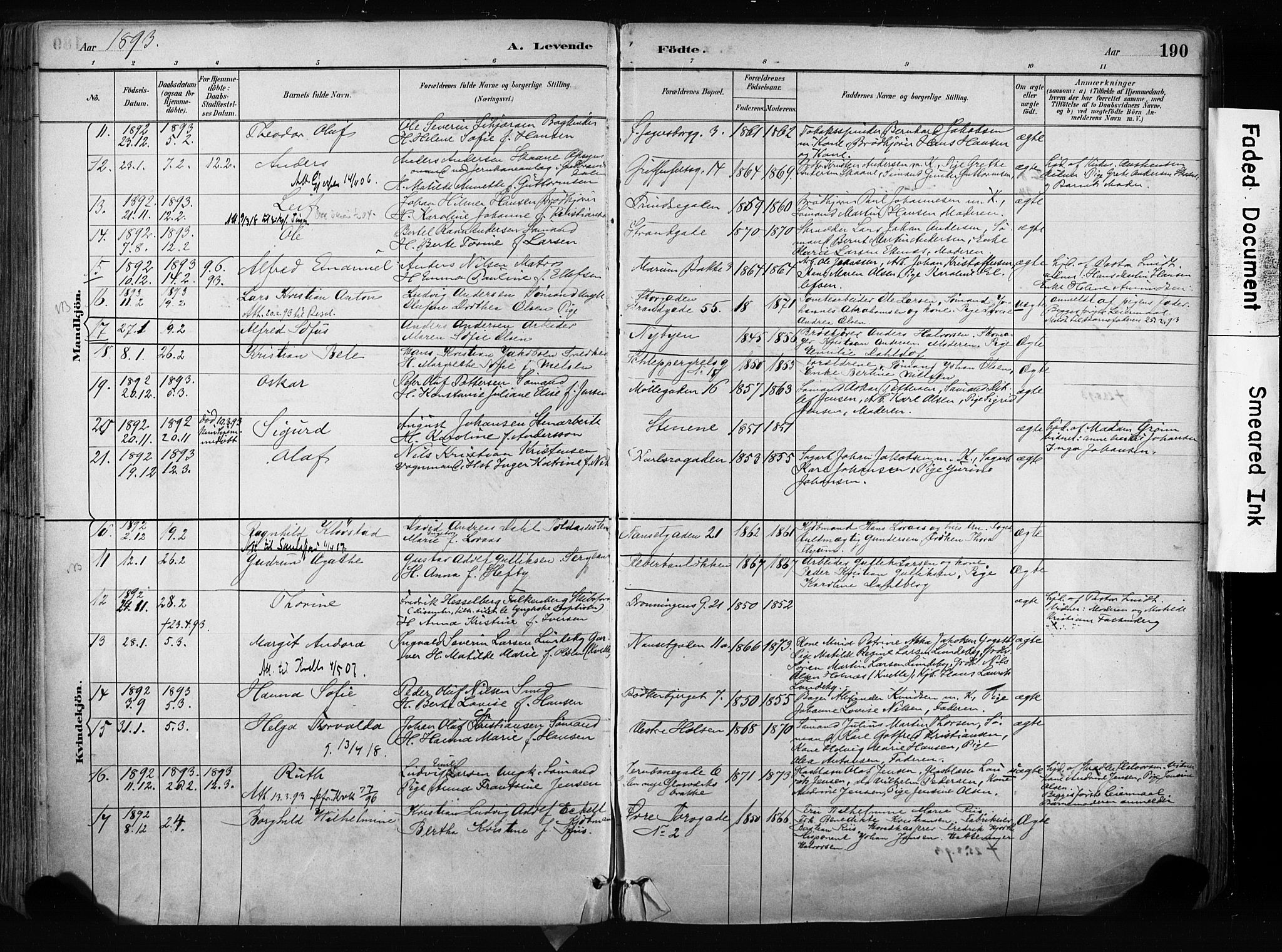 Larvik kirkebøker, AV/SAKO-A-352/F/Fa/L0009: Parish register (official) no. I 9, 1884-1904, p. 190