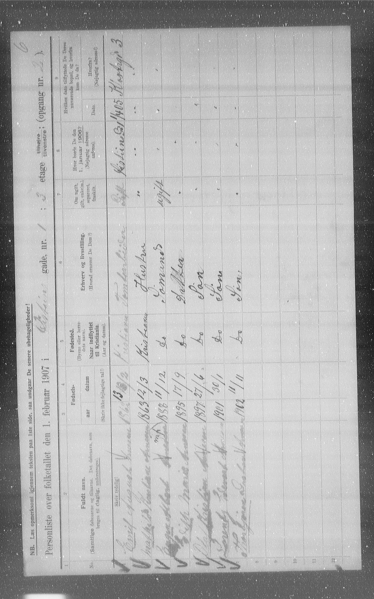 OBA, Municipal Census 1907 for Kristiania, 1907, p. 66248