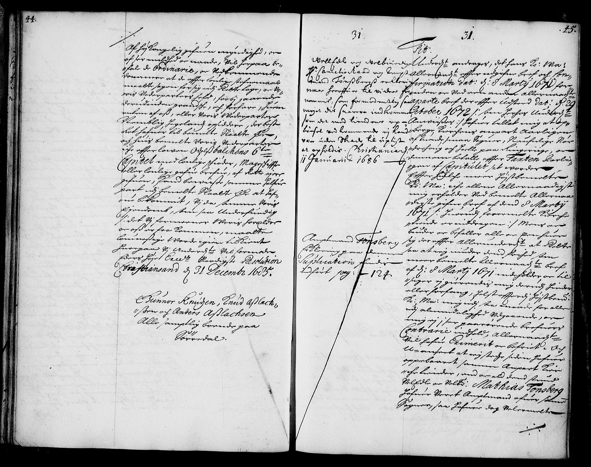 Stattholderembetet 1572-1771, AV/RA-EA-2870/Ae/L0002: Supplikasjons- og resolusjonsprotokoll, 1686, p. 44-45