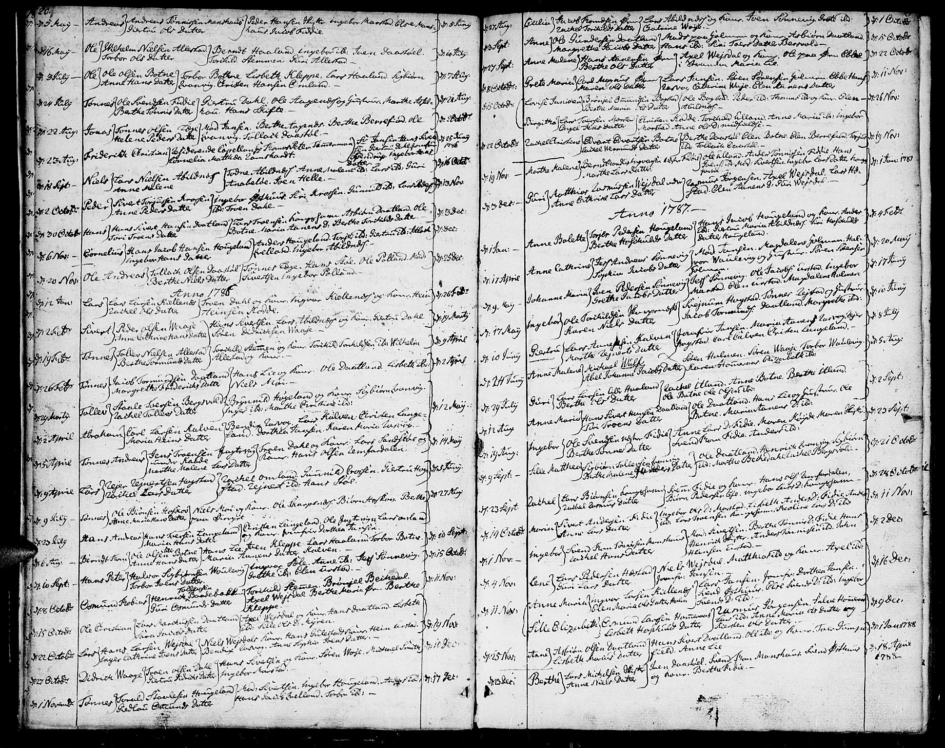 Flekkefjord sokneprestkontor, AV/SAK-1111-0012/F/Fa/Fab/L0002: Parish register (official) no. A 2, 1781-1832, p. 20-21