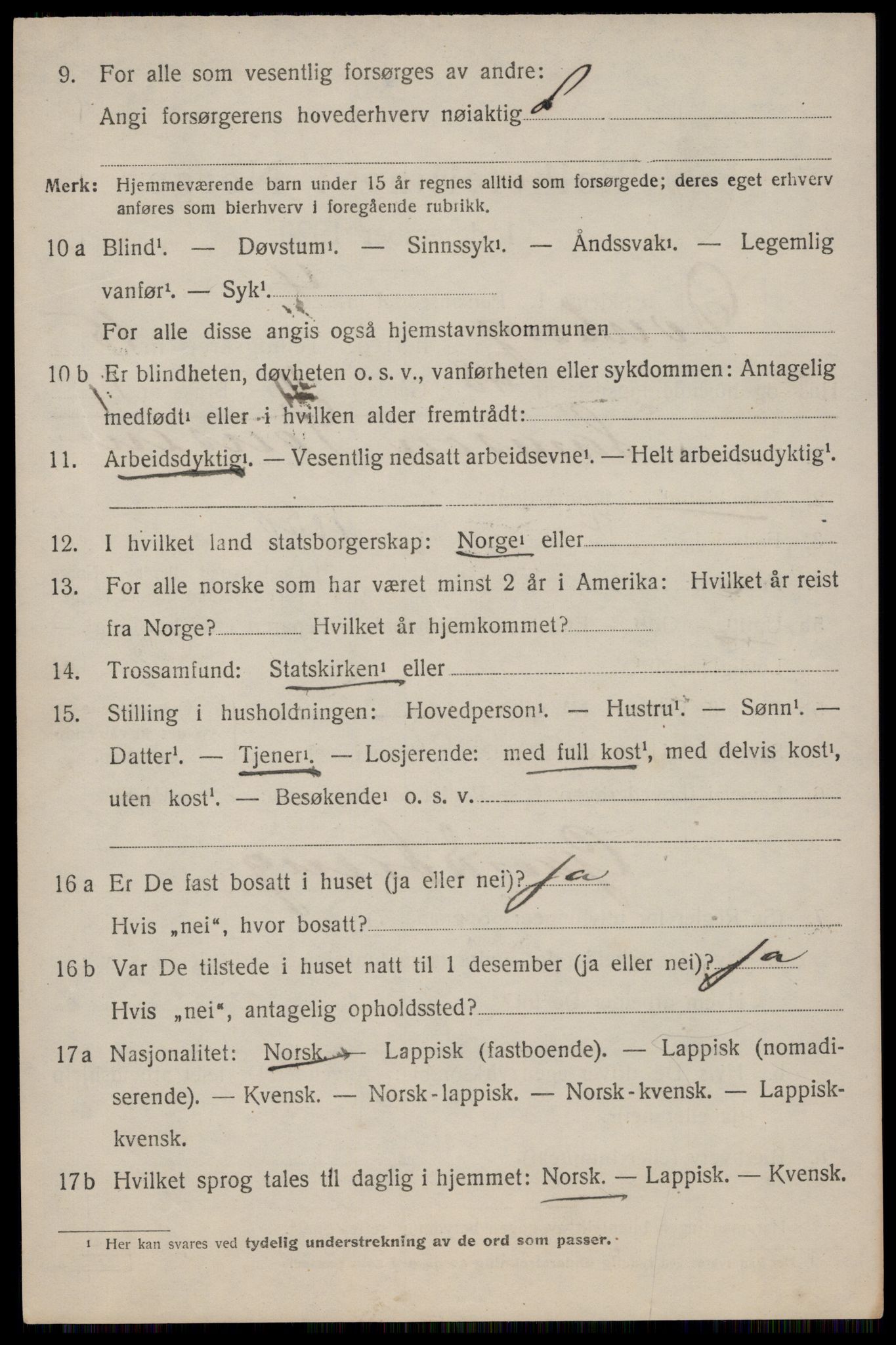 SAT, 1920 census for Dverberg, 1920, p. 11539