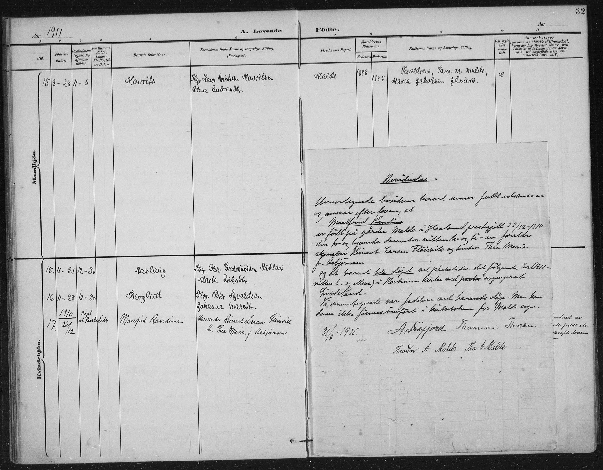 Håland sokneprestkontor, AV/SAST-A-101802/002/B/L0001: Parish register (official) no. A 13, 1901-1923, p. 32