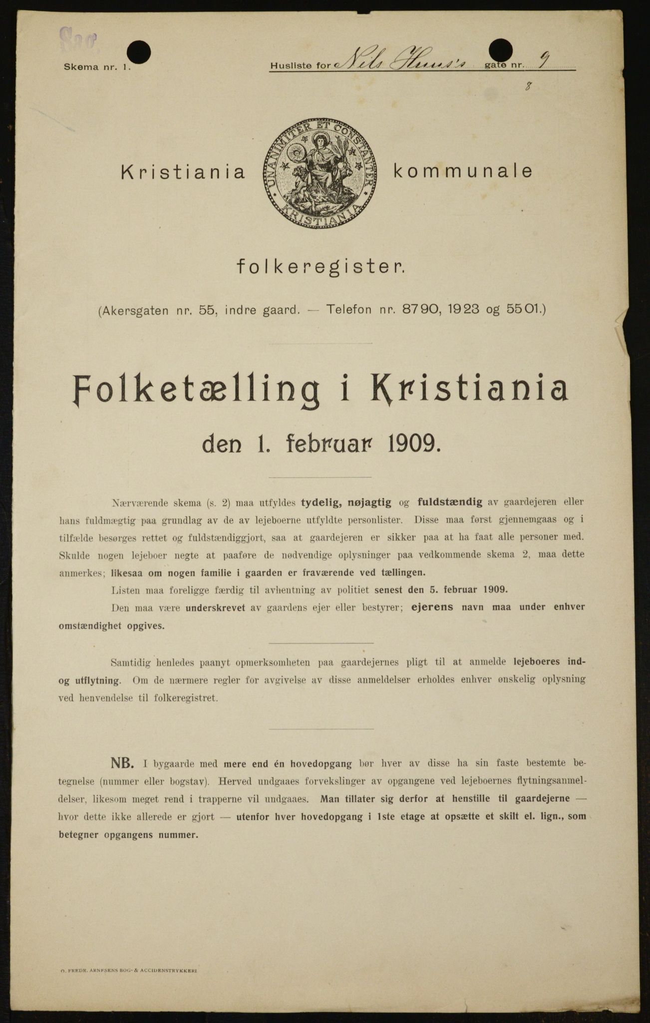 OBA, Municipal Census 1909 for Kristiania, 1909, p. 64223