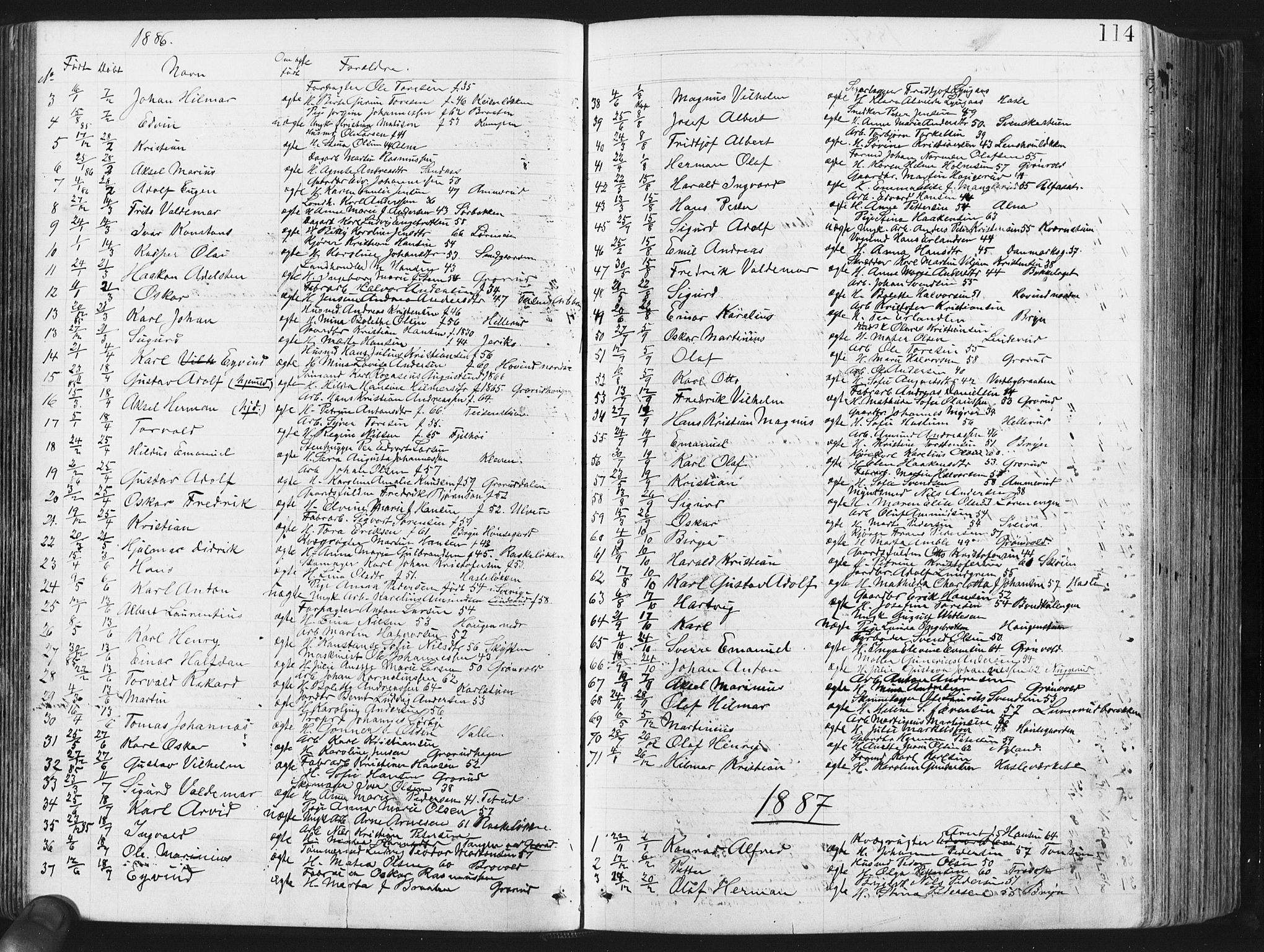 Østre Aker prestekontor Kirkebøker, SAO/A-10840/G/Ga/L0003: Parish register (copy) no. I 3, 1868-1913, p. 114
