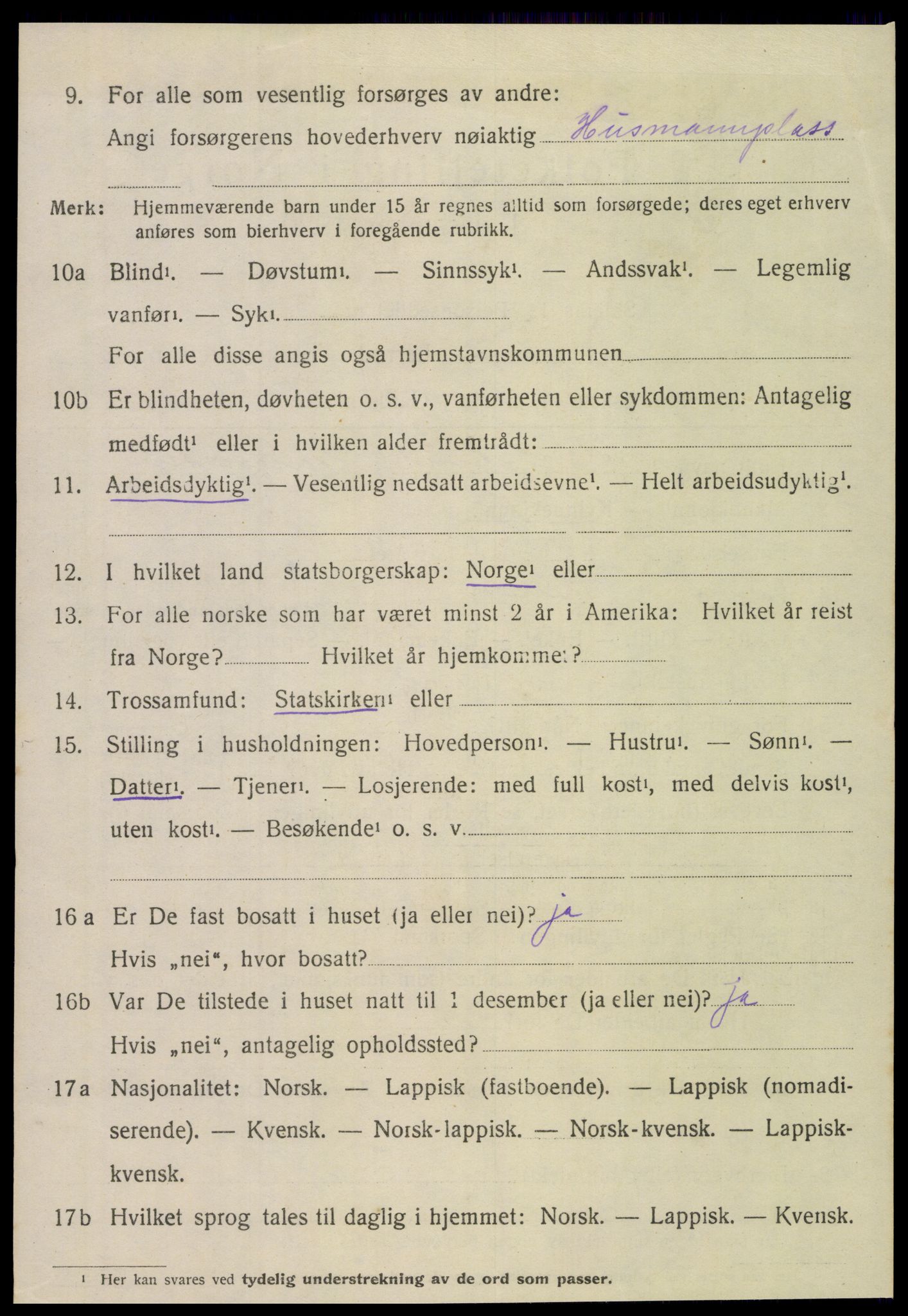 SAT, 1920 census for Steigen, 1920, p. 2343