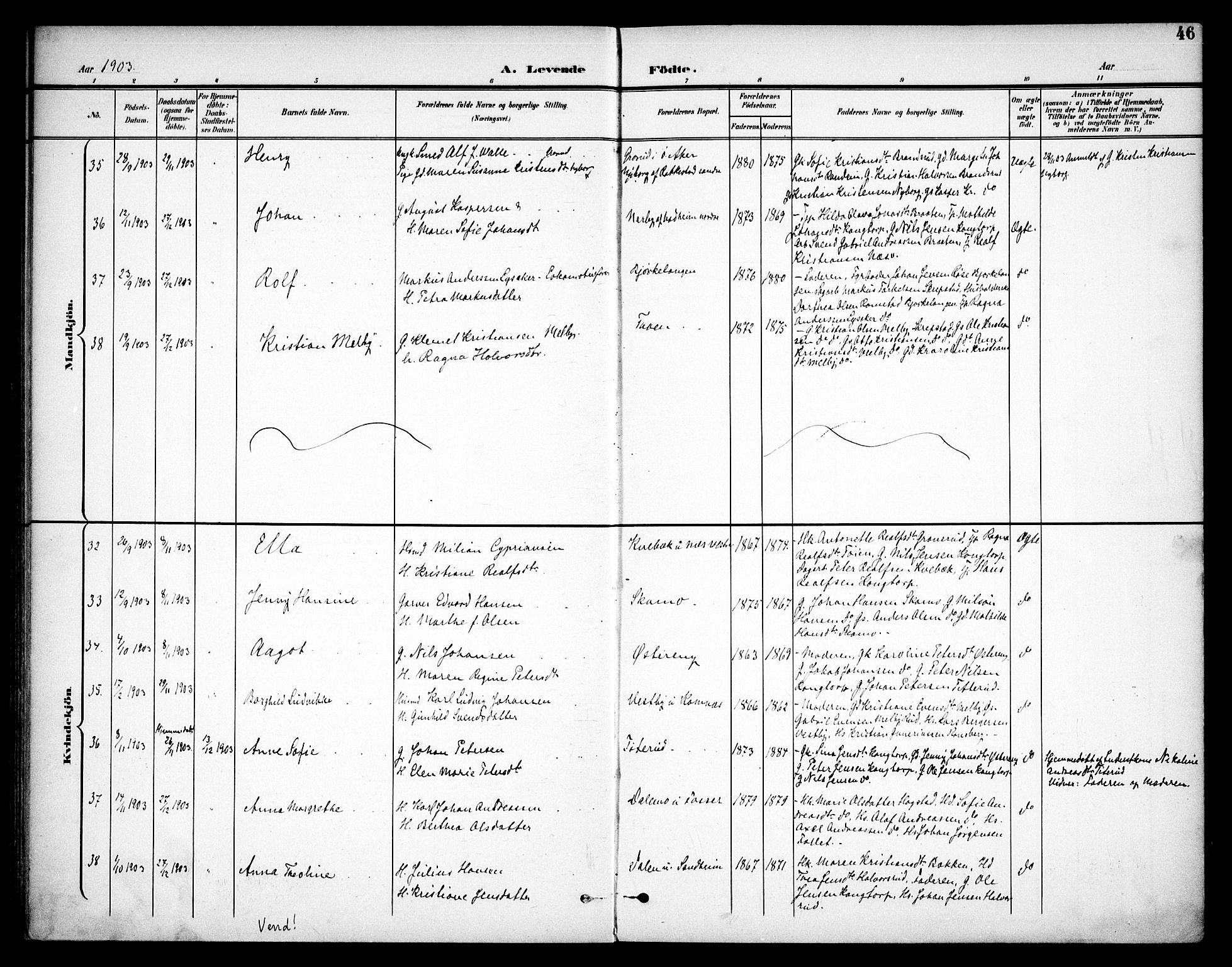 Høland prestekontor Kirkebøker, SAO/A-10346a/F/Fa/L0015: Parish register (official) no. I 15, 1897-1912, p. 46