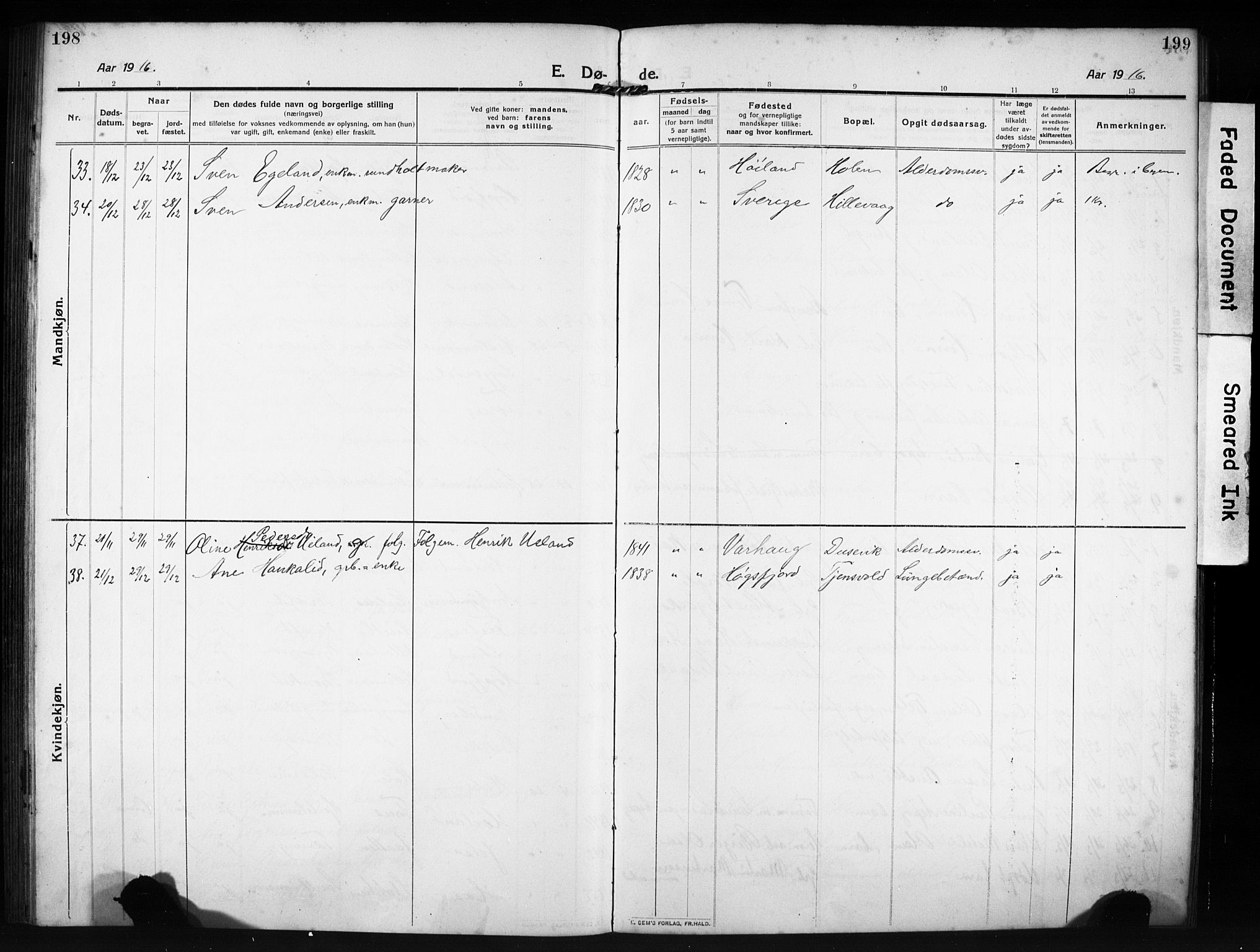 Hetland sokneprestkontor, SAST/A-101826/30/30BB/L0009: Parish register (copy) no. B 9, 1910-1931, p. 198-199