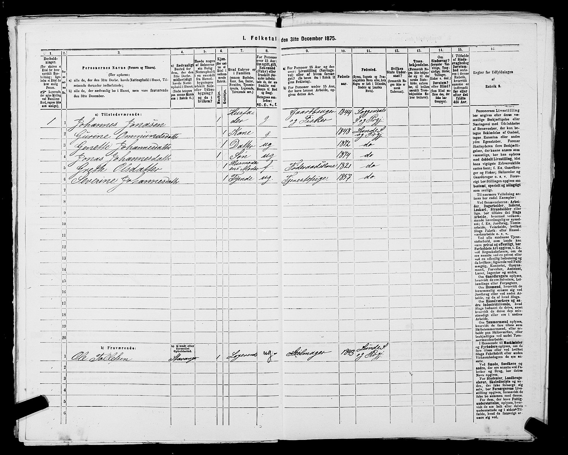 SAST, 1875 census for 1112P Lund, 1875, p. 61