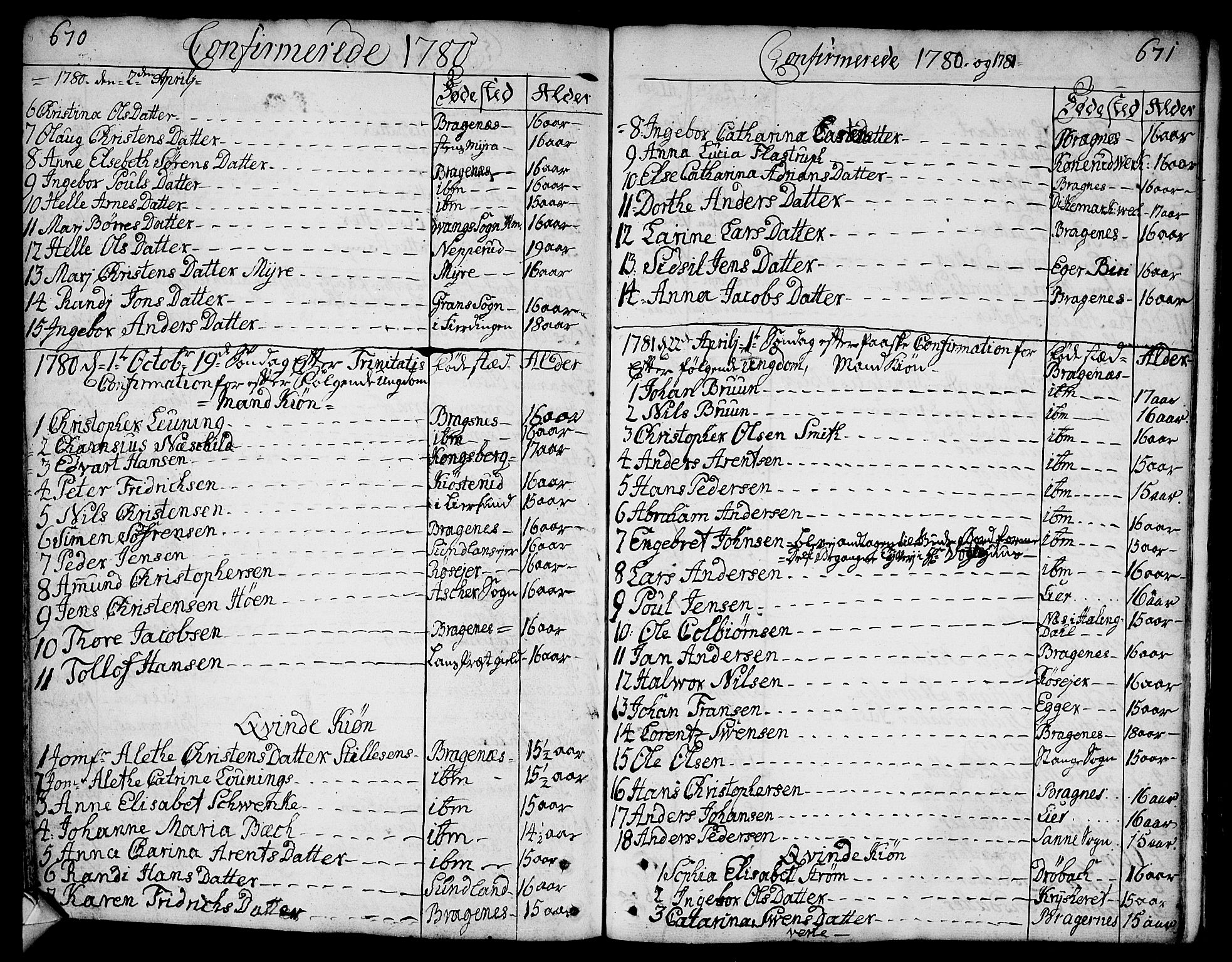Bragernes kirkebøker, SAKO/A-6/F/Fa/L0005: Parish register (official) no. I 5, 1759-1781, p. 670-671
