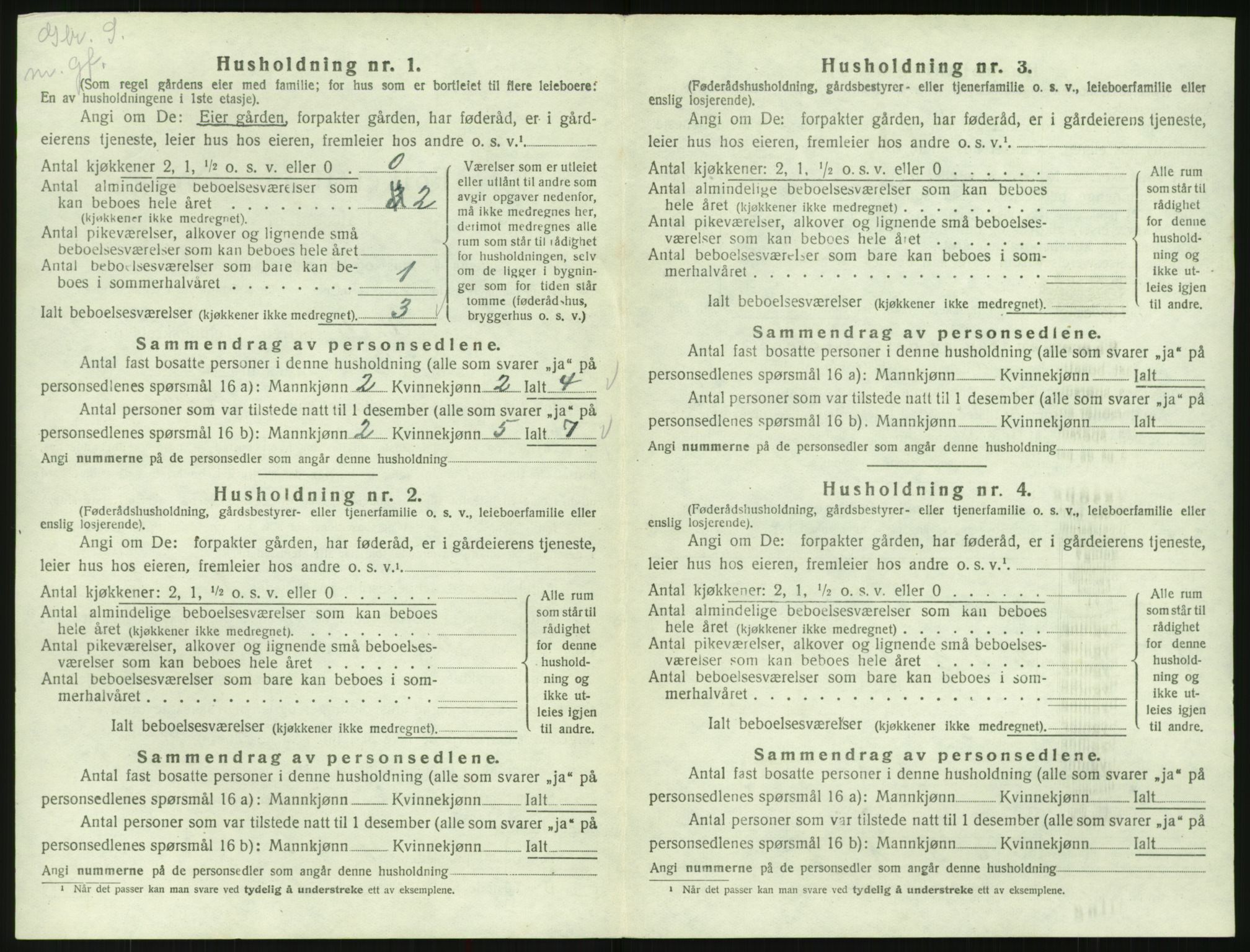 SAK, 1920 census for Valle, 1920, p. 198