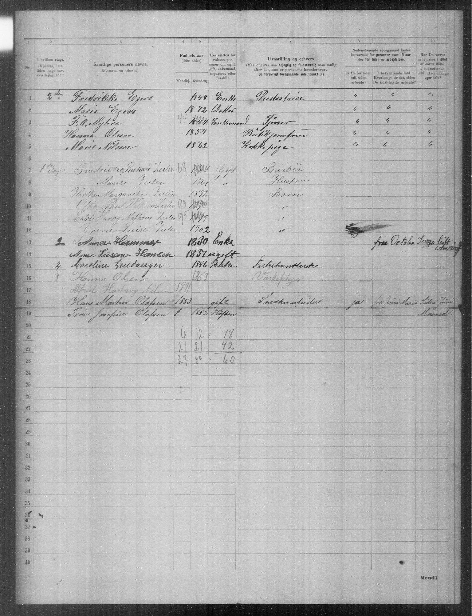 OBA, Municipal Census 1903 for Kristiania, 1903, p. 16920