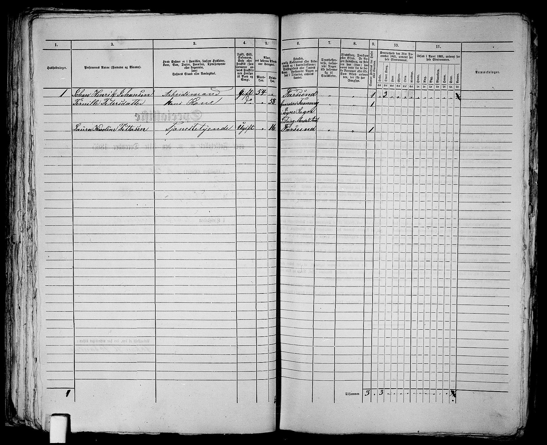 RA, 1865 census for Vanse/Farsund, 1865, p. 85