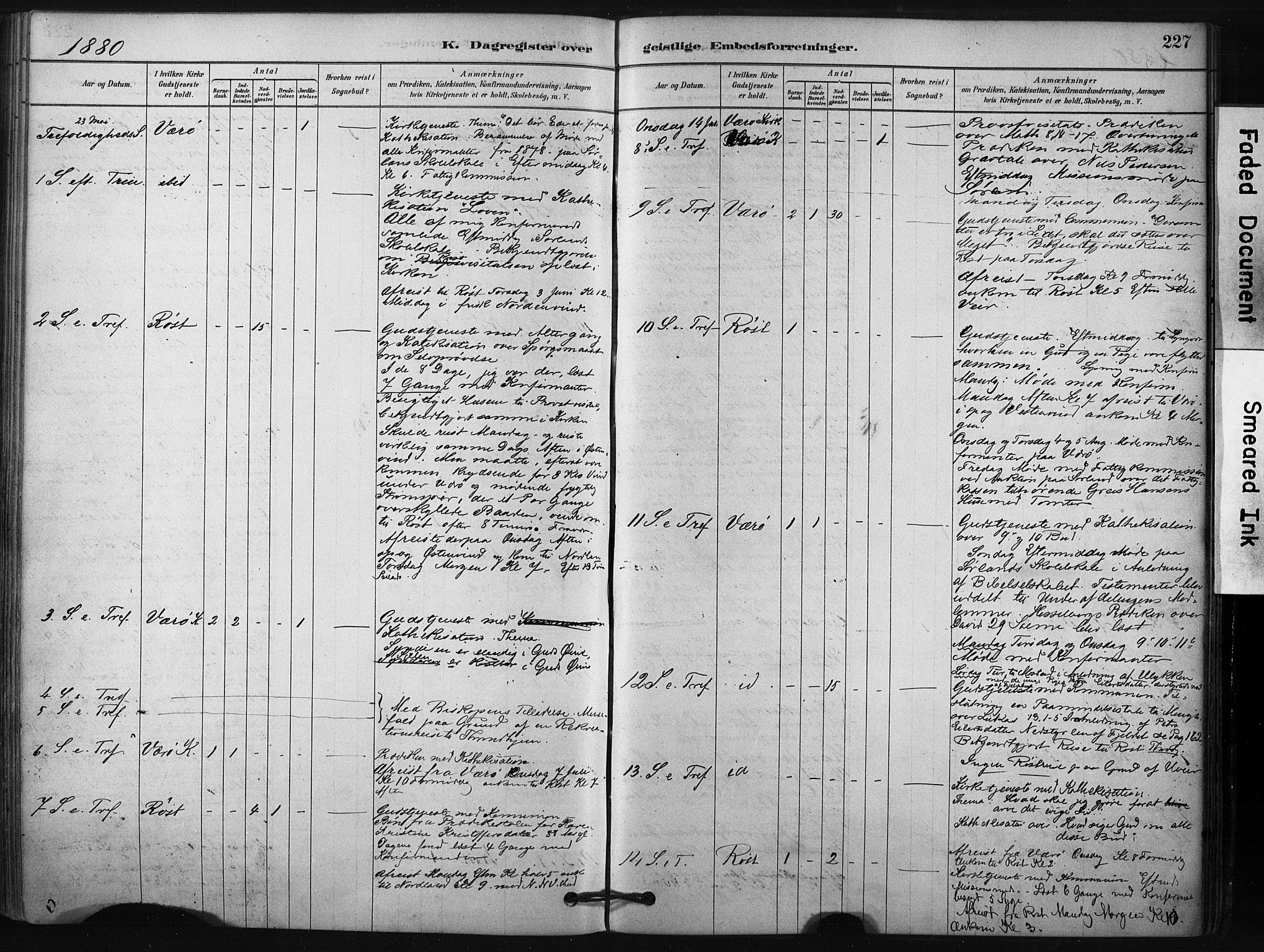 Ministerialprotokoller, klokkerbøker og fødselsregistre - Nordland, AV/SAT-A-1459/807/L0122: Parish register (official) no. 807A05, 1880-1902, p. 227