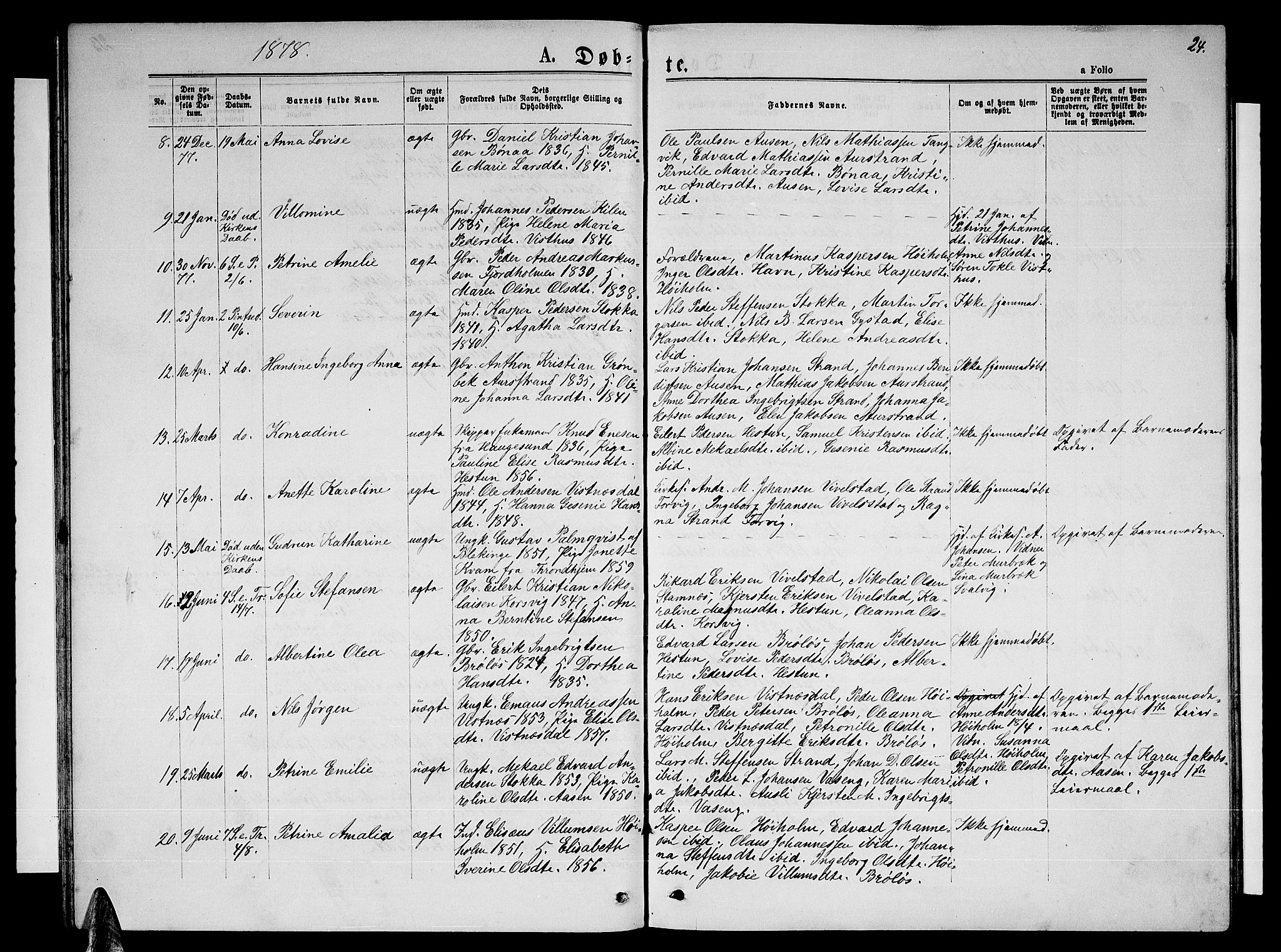 Ministerialprotokoller, klokkerbøker og fødselsregistre - Nordland, SAT/A-1459/819/L0276: Parish register (copy) no. 819C02, 1869-1887, p. 24