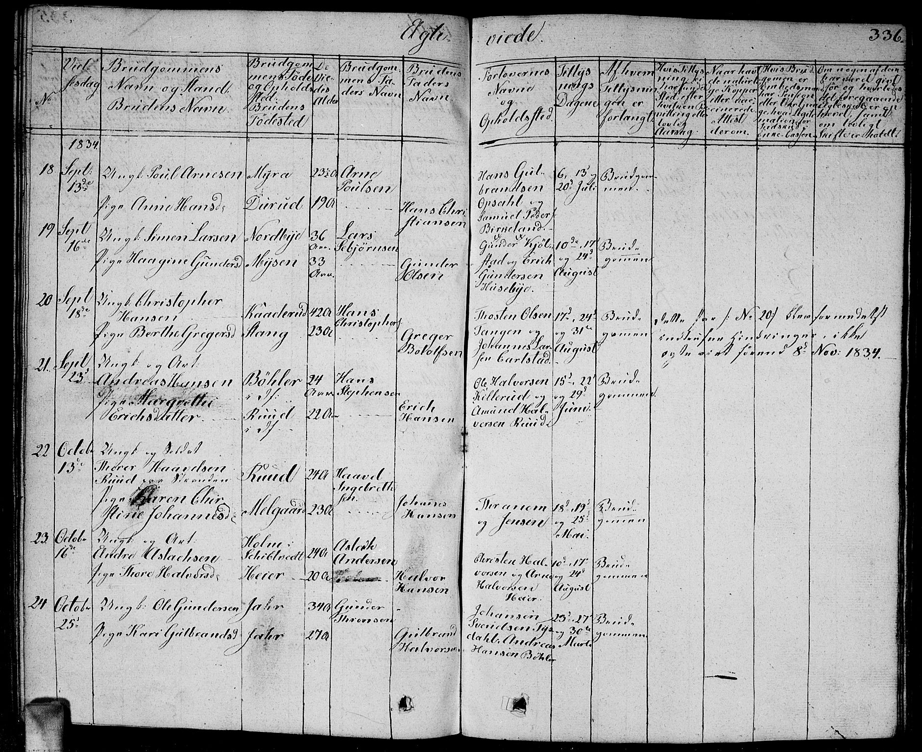 Enebakk prestekontor Kirkebøker, SAO/A-10171c/G/Ga/L0003: Parish register (copy) no. I 3, 1833-1849, p. 336
