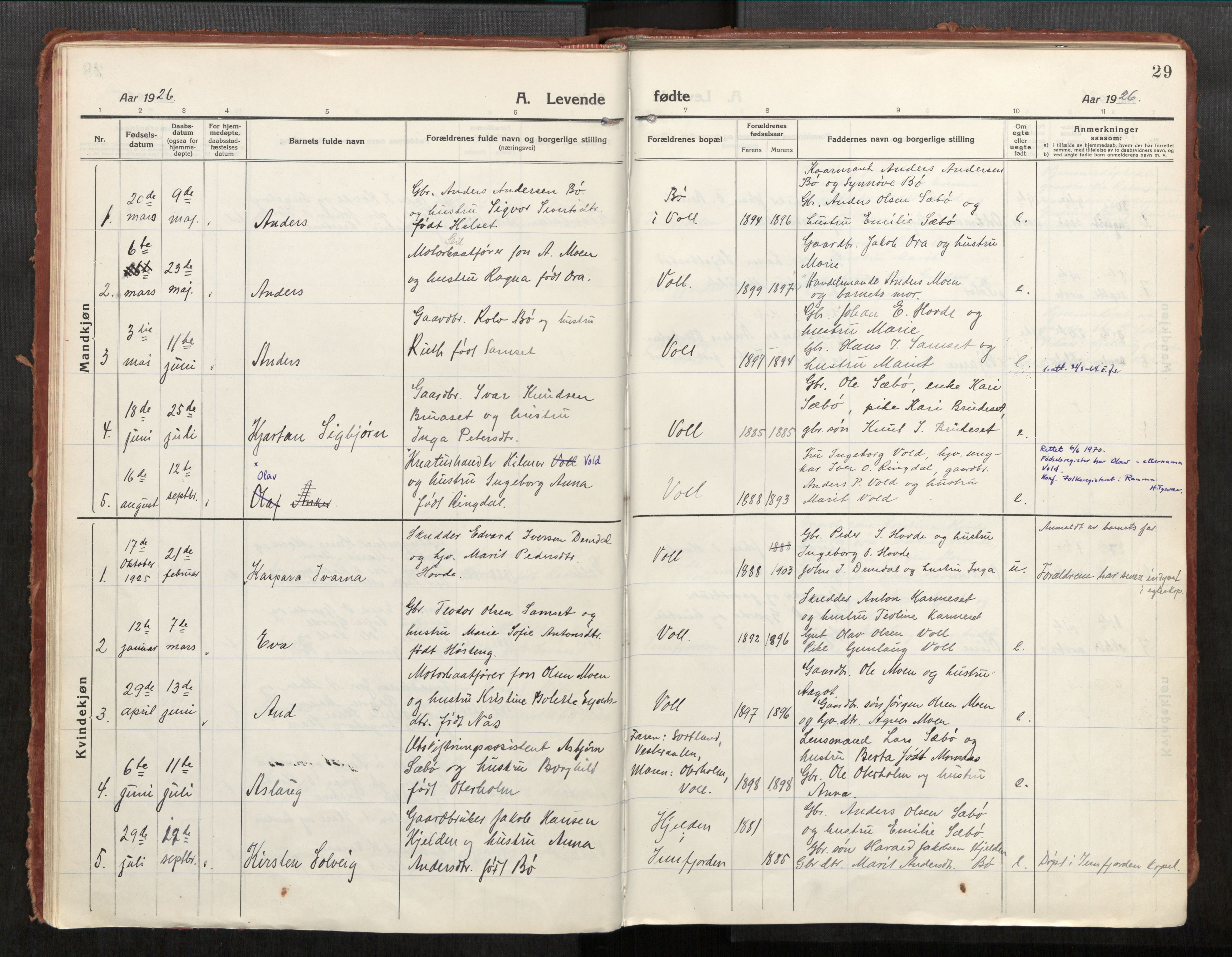 Eid sokneprestkontor, AV/SAT-A-1254: Parish register (official) no. 543A04, 1916-1956, p. 29