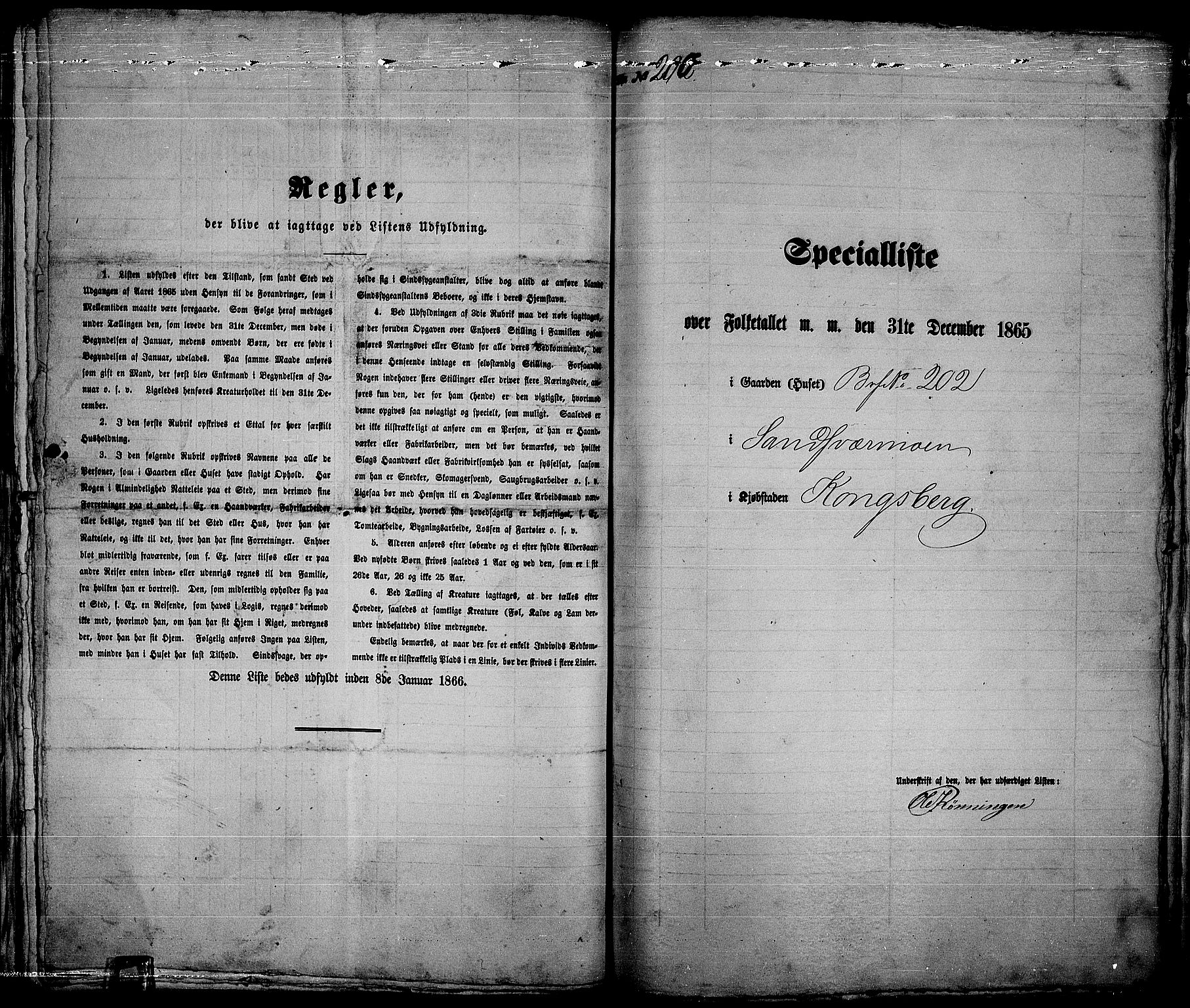 RA, 1865 census for Kongsberg/Kongsberg, 1865, p. 412