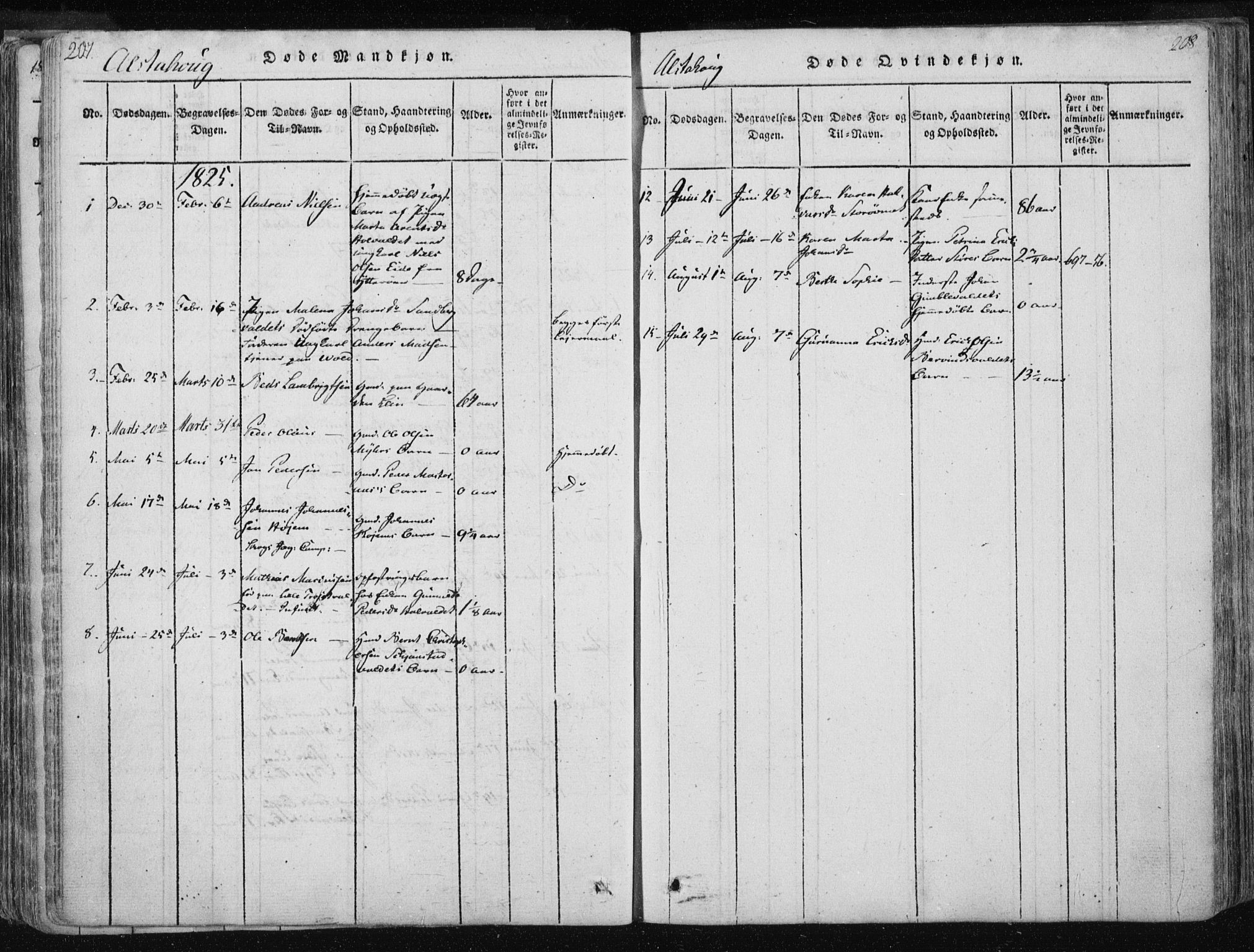 Ministerialprotokoller, klokkerbøker og fødselsregistre - Nord-Trøndelag, SAT/A-1458/717/L0148: Parish register (official) no. 717A04 /1, 1816-1825, p. 207-208