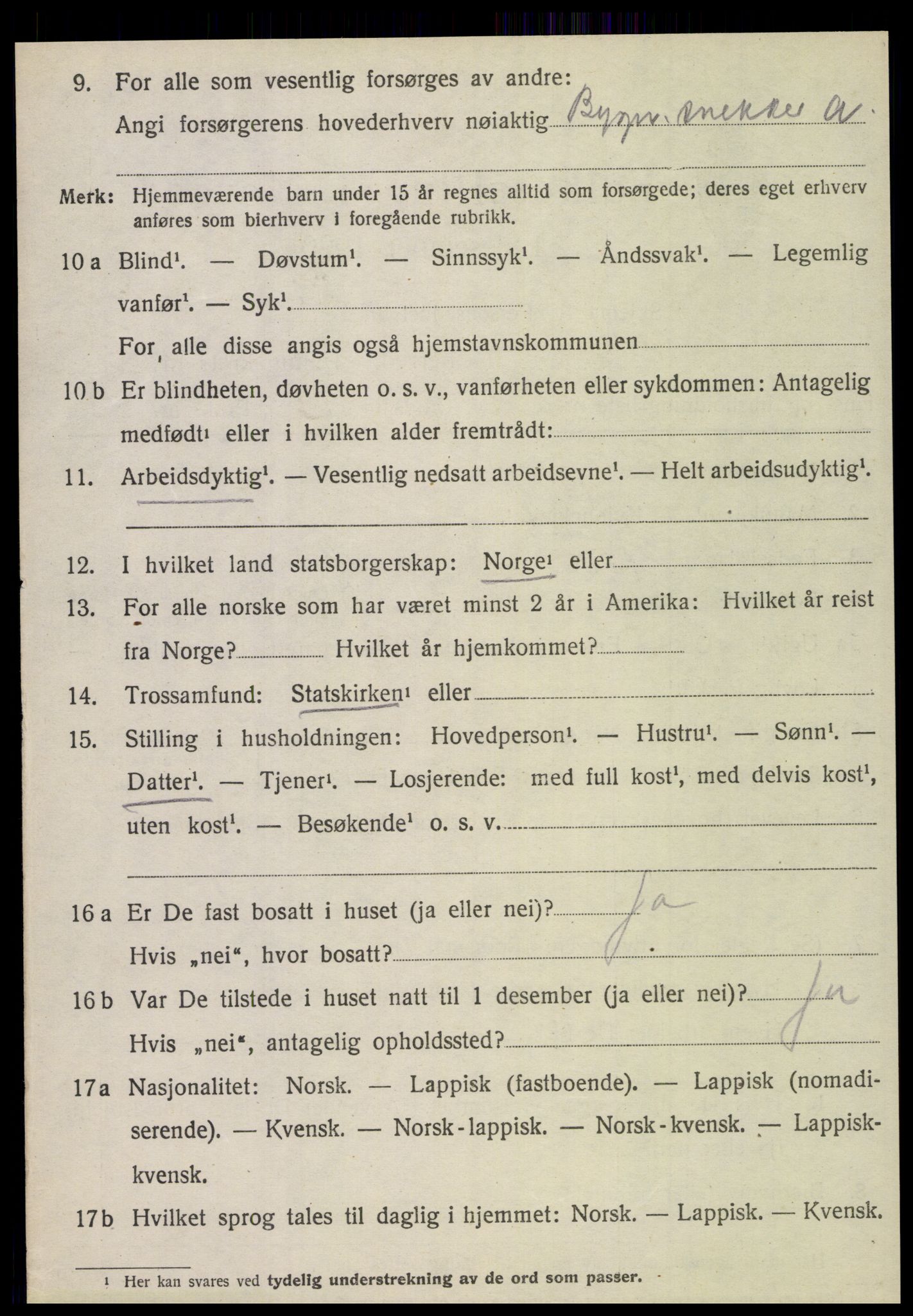 SAT, 1920 census for Fauske, 1920, p. 7011