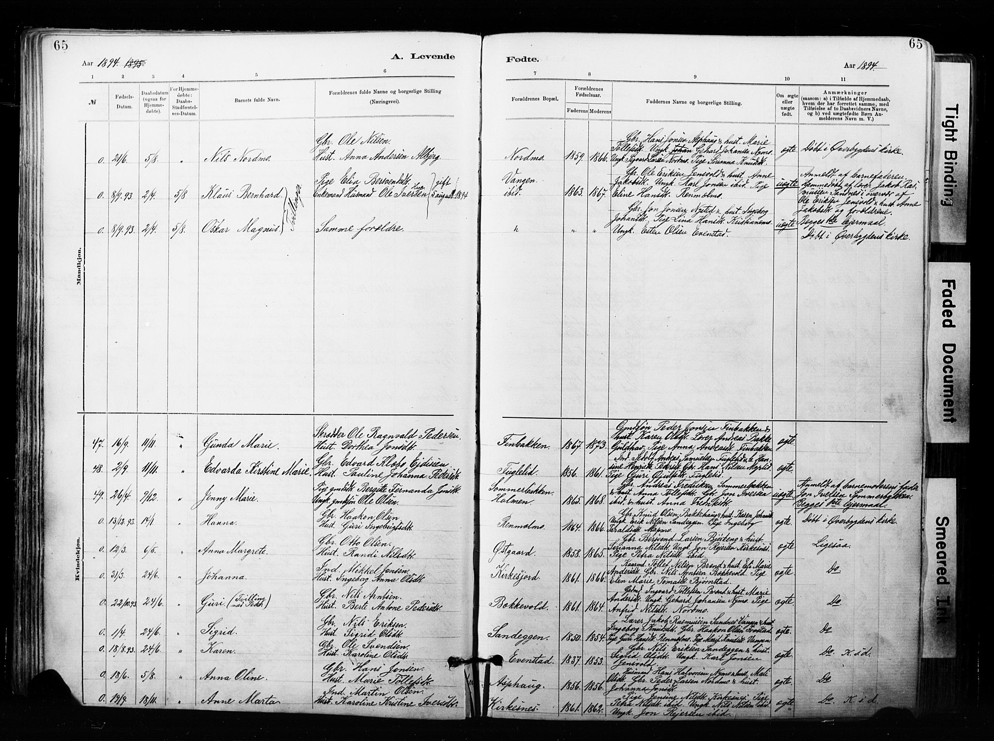 Målselv sokneprestembete, SATØ/S-1311/G/Ga/Gaa/L0007kirke: Parish register (official) no. 7, 1884-1903, p. 65