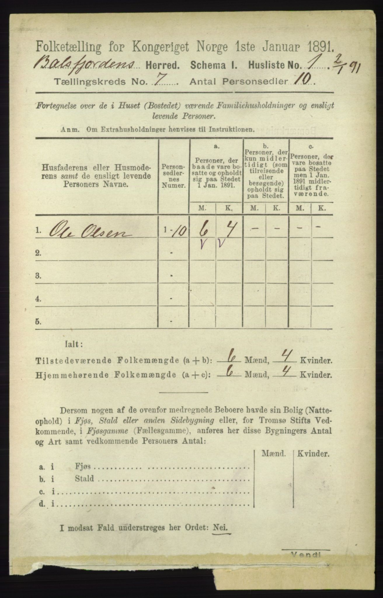 RA, 1891 census for 1933 Balsfjord, 1891, p. 1973