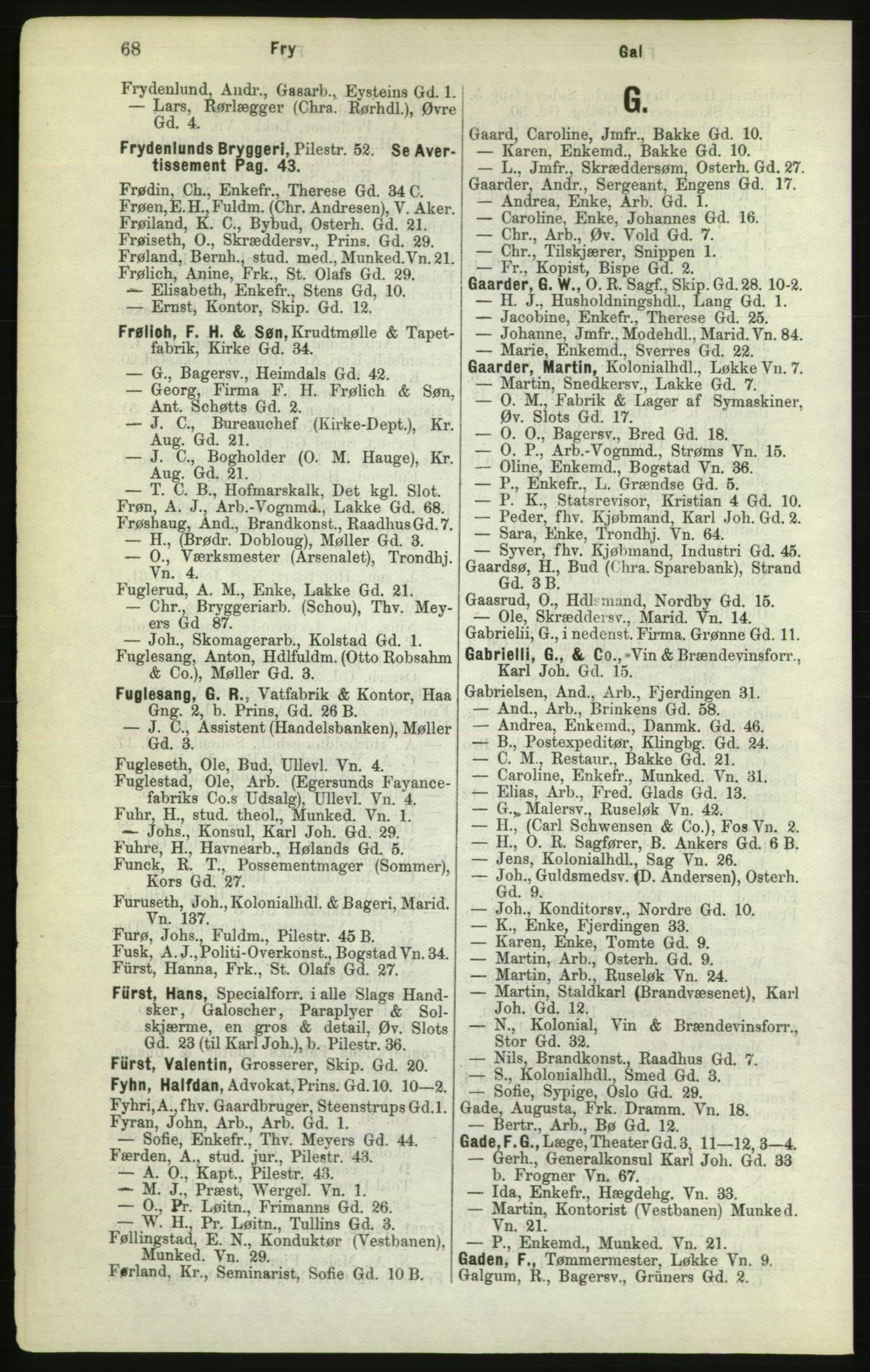 Kristiania/Oslo adressebok, PUBL/-, 1882, p. 68