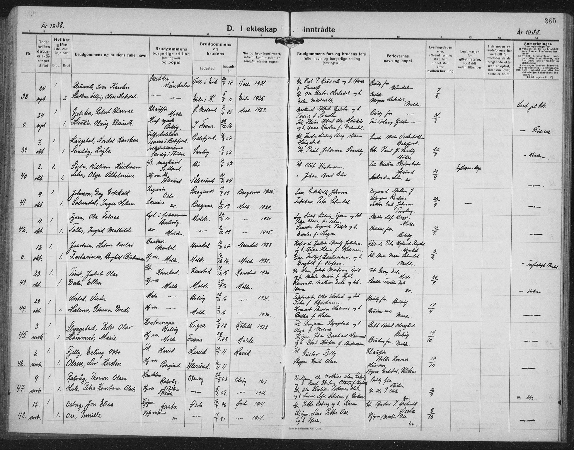 Ministerialprotokoller, klokkerbøker og fødselsregistre - Møre og Romsdal, SAT/A-1454/558/L0704: Parish register (copy) no. 558C05, 1921-1942, p. 235