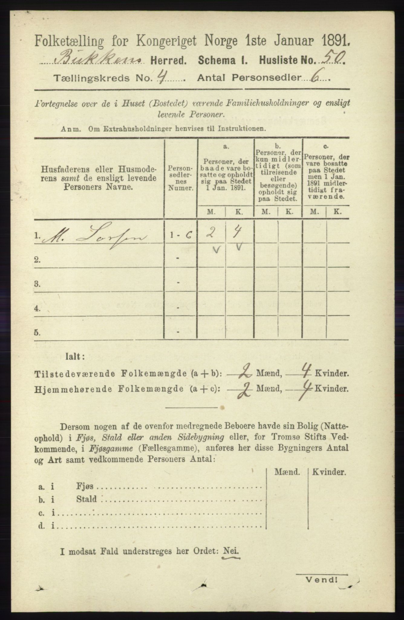 RA, 1891 census for 1145 Bokn, 1891, p. 858