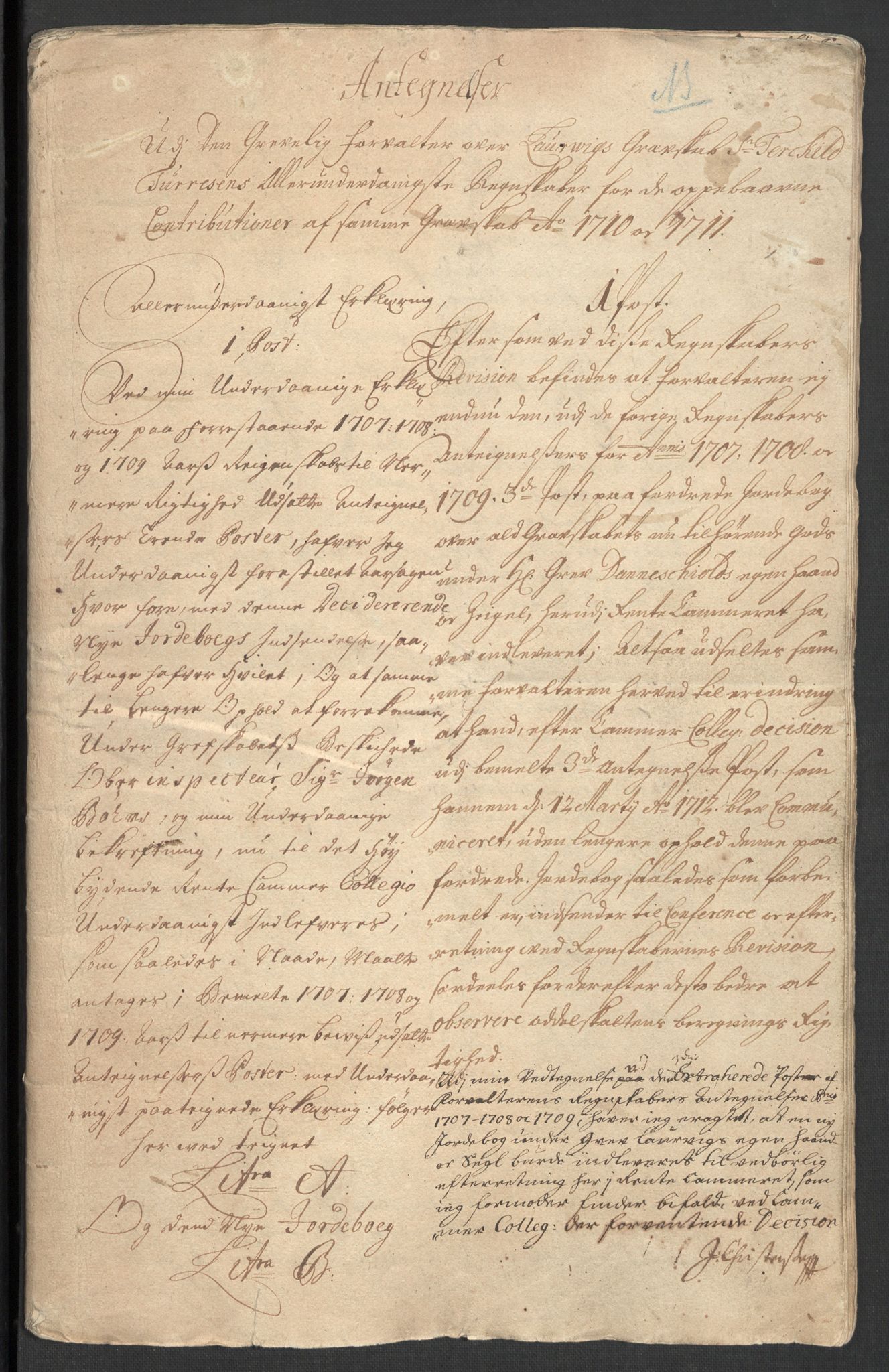 Rentekammeret inntil 1814, Reviderte regnskaper, Fogderegnskap, AV/RA-EA-4092/R33/L1983: Fogderegnskap Larvik grevskap, 1711, p. 241